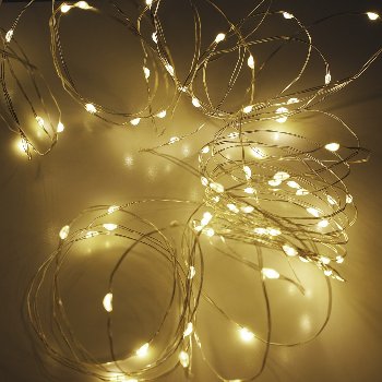 LED Batterie-Lichterkette "SilverWire80", 80 micro LEDs, 8m, warmweiß, IP44