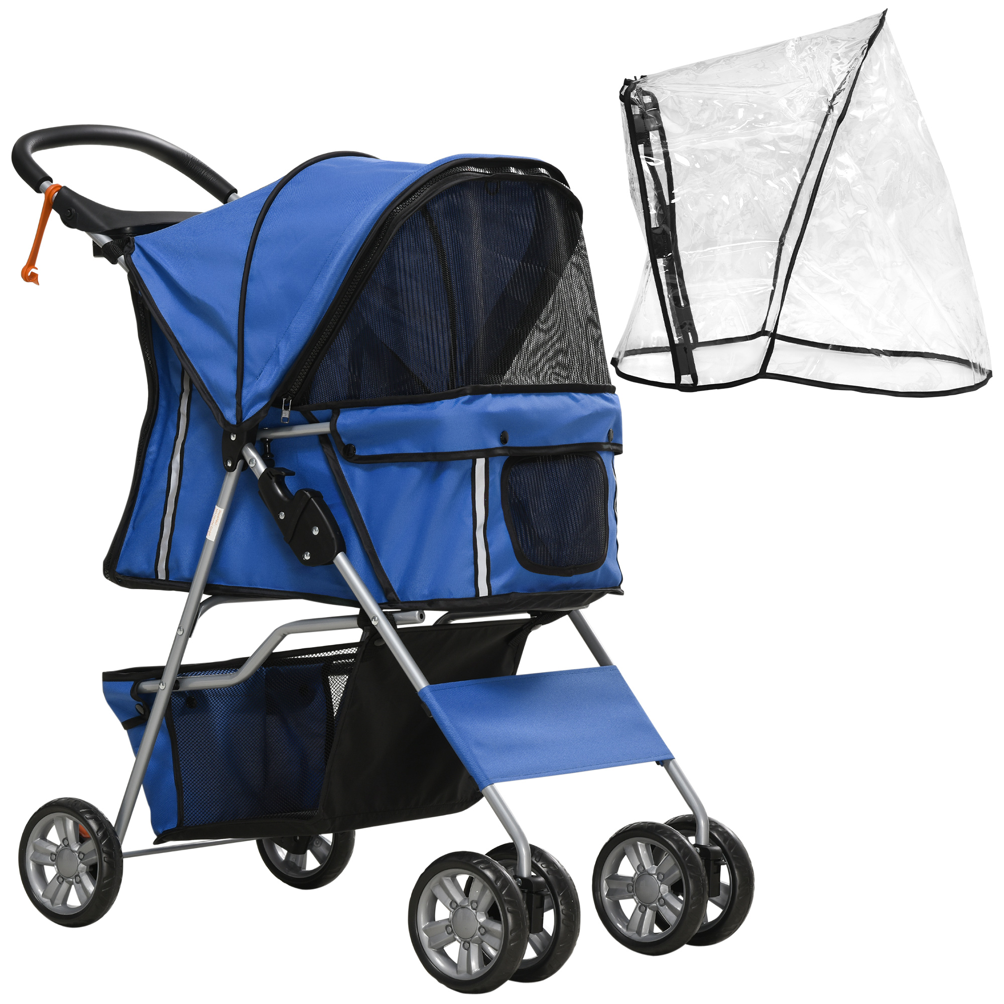 Hundebuggy Hundewagen bis 10 kg Klappbar Regenschutz Bodenkorb 2 Becherhalter 75 cm x 45 cm x 97 cm, Blau Hundebuggy Hundewagen bis 10 kg Klappbar Regenschutz Bodenkorb 2 Becherhalter 75 cm x 45 cm x 97 cm, Blau