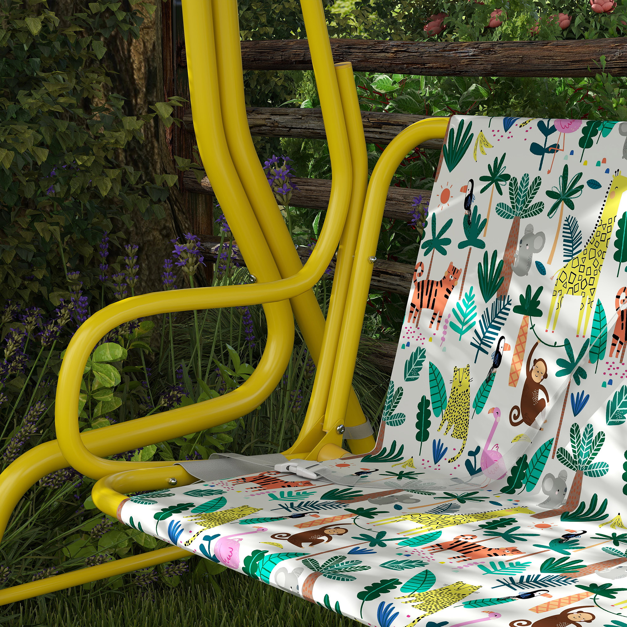 2-Sitzer Kinder Hollywoodschaukel mit verstellbar Sonnendach Sicherheitsgurt für 3-6 Jahre bis 60 kg 112x75x120cm Grün