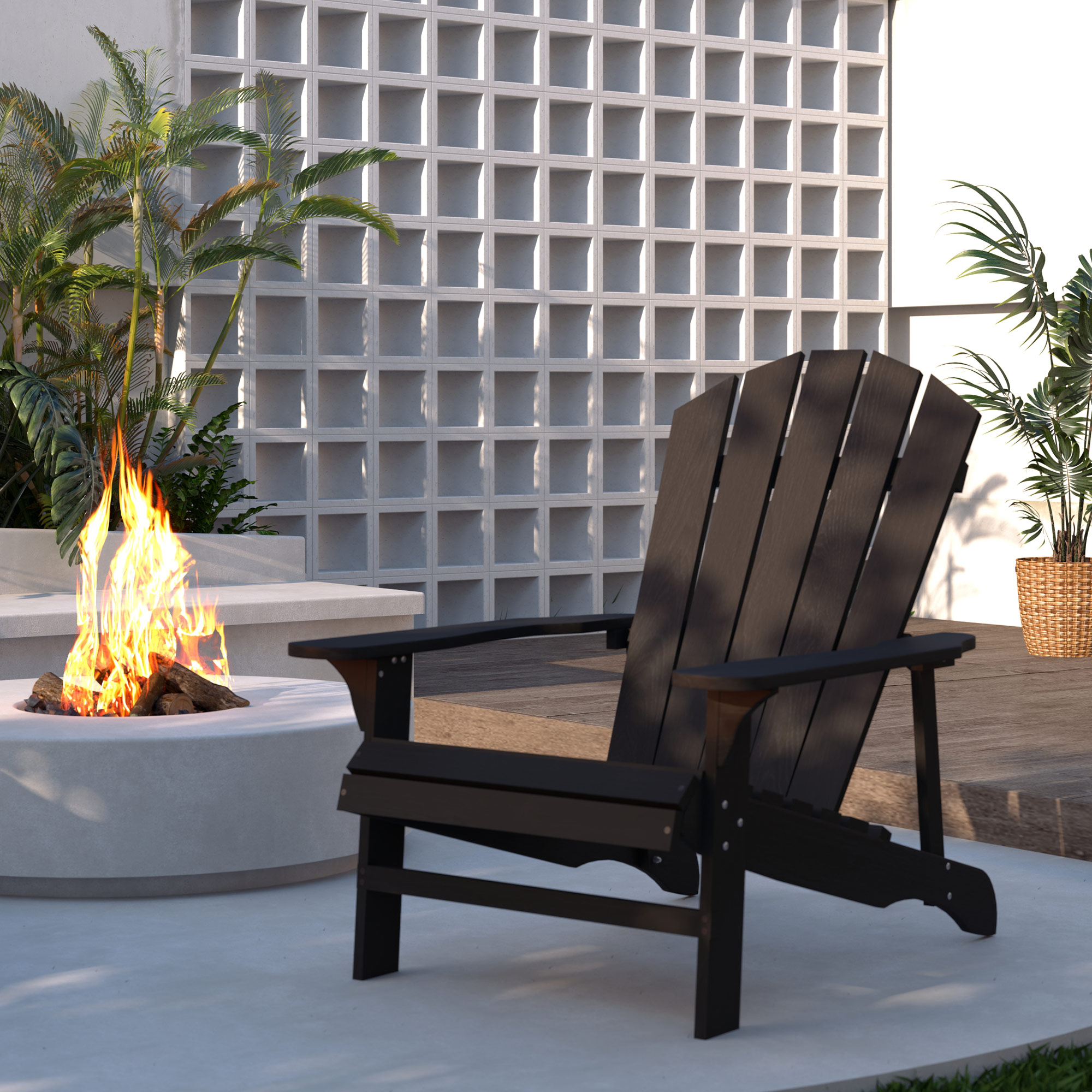 Adirondack Stuhl wetterfest Adirondack Chair aus Holz Outdoor Gartenstuhl mit Hoher Rückenlehne Armlehnen