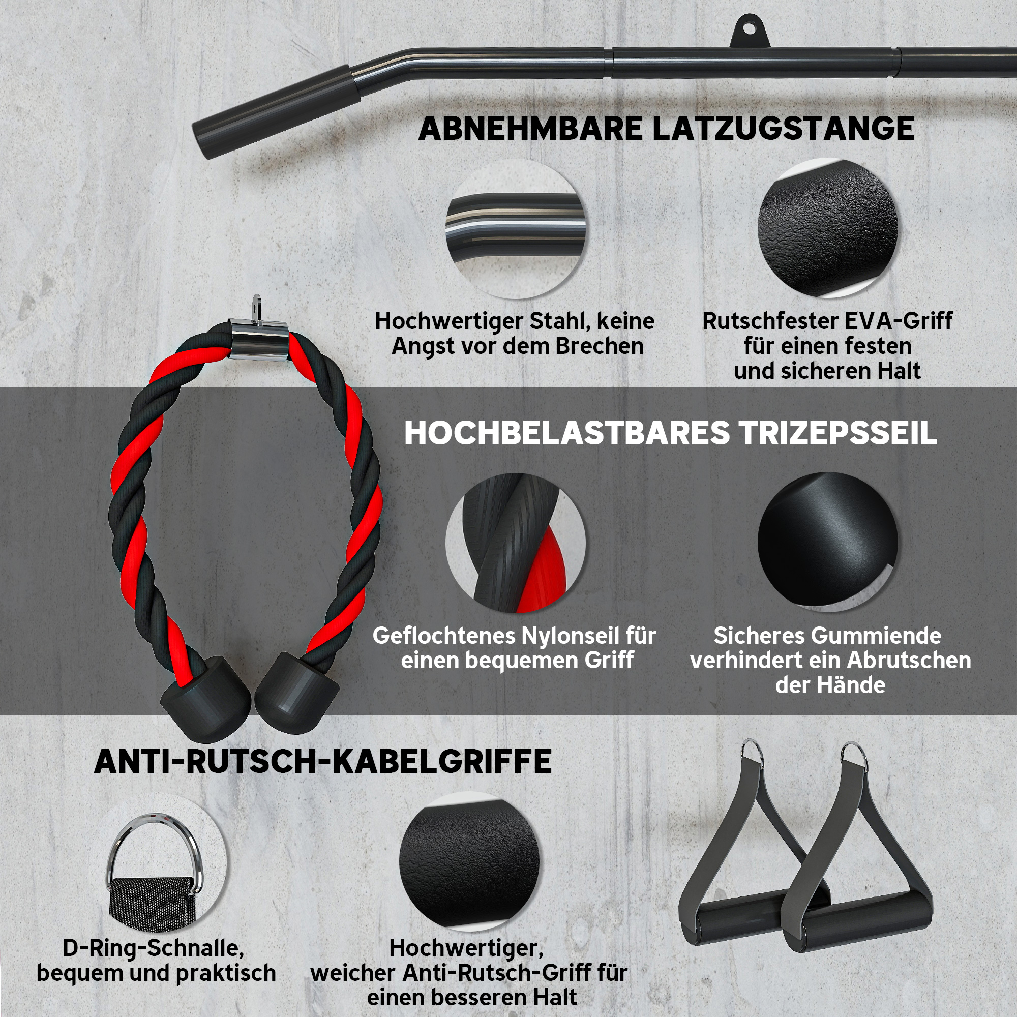 Kabelzug-Pulley-System für das Armkrafttraining