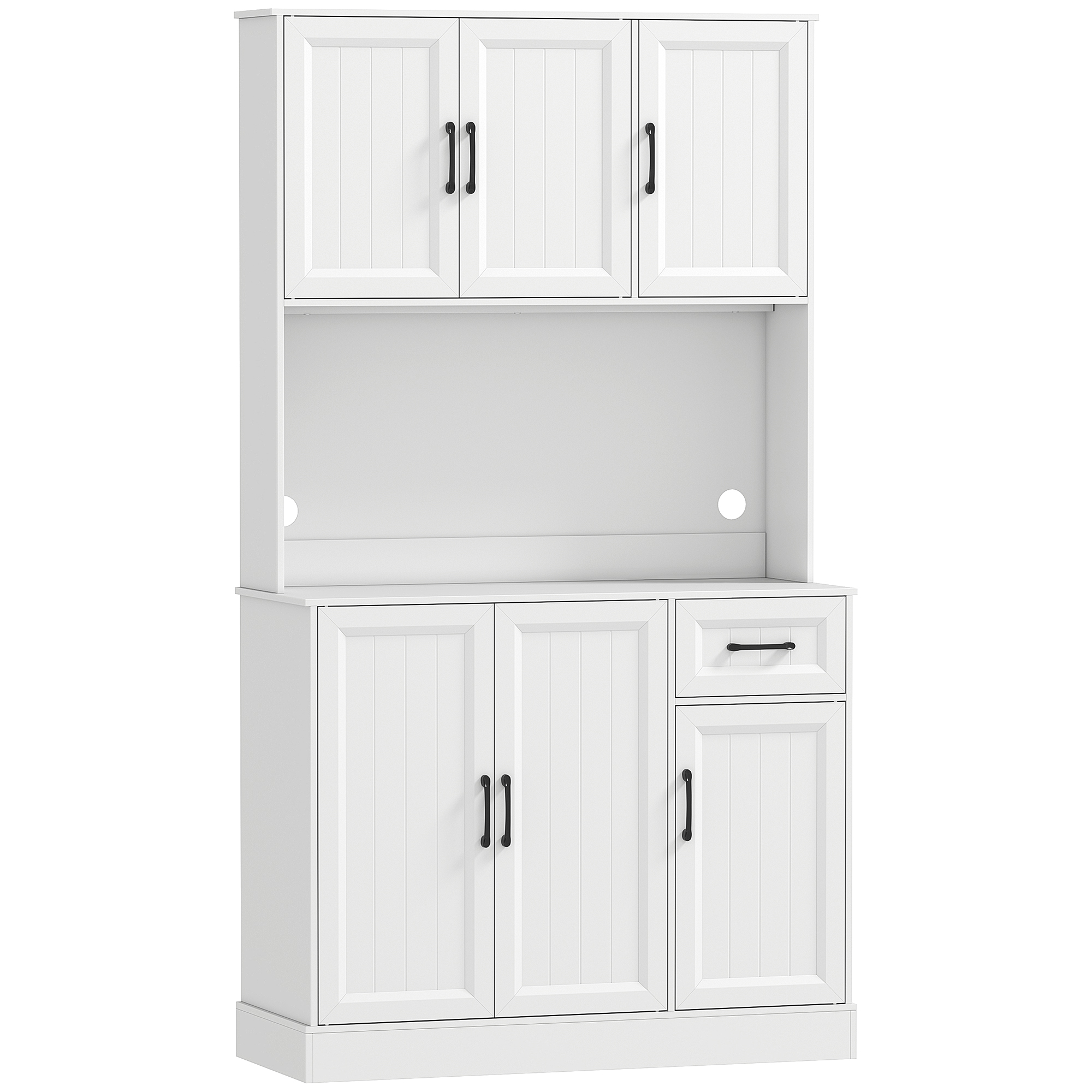 Küchenschrank, 180,5 cm, Vorratsschrank, Arbeitsfläche, Kabelloch, verstellbare Regale, MDF, Weiß