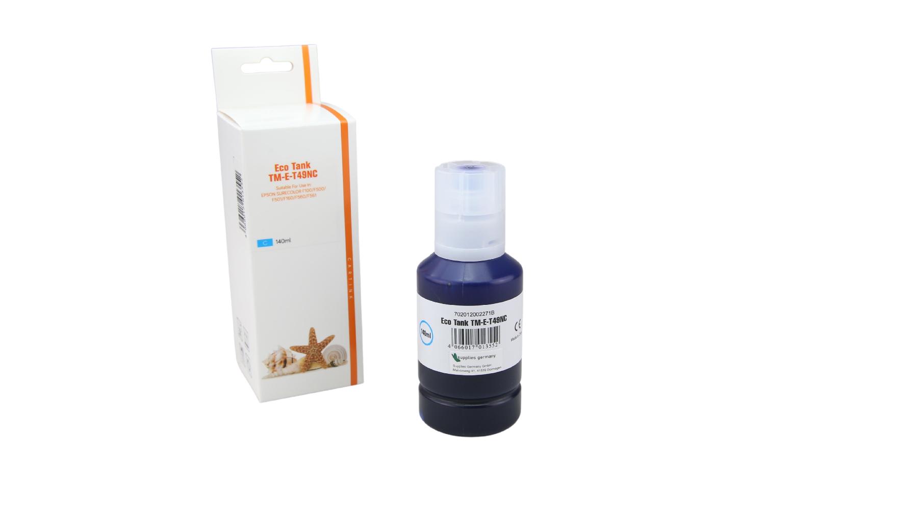 T49NC Eco Tank Nachfüllflasche Cyan für Epson / C13T49N200 / 140ml T49NC Eco Tank Nachfüllflasche Cyan für Epson / C13T49N200 / 140ml