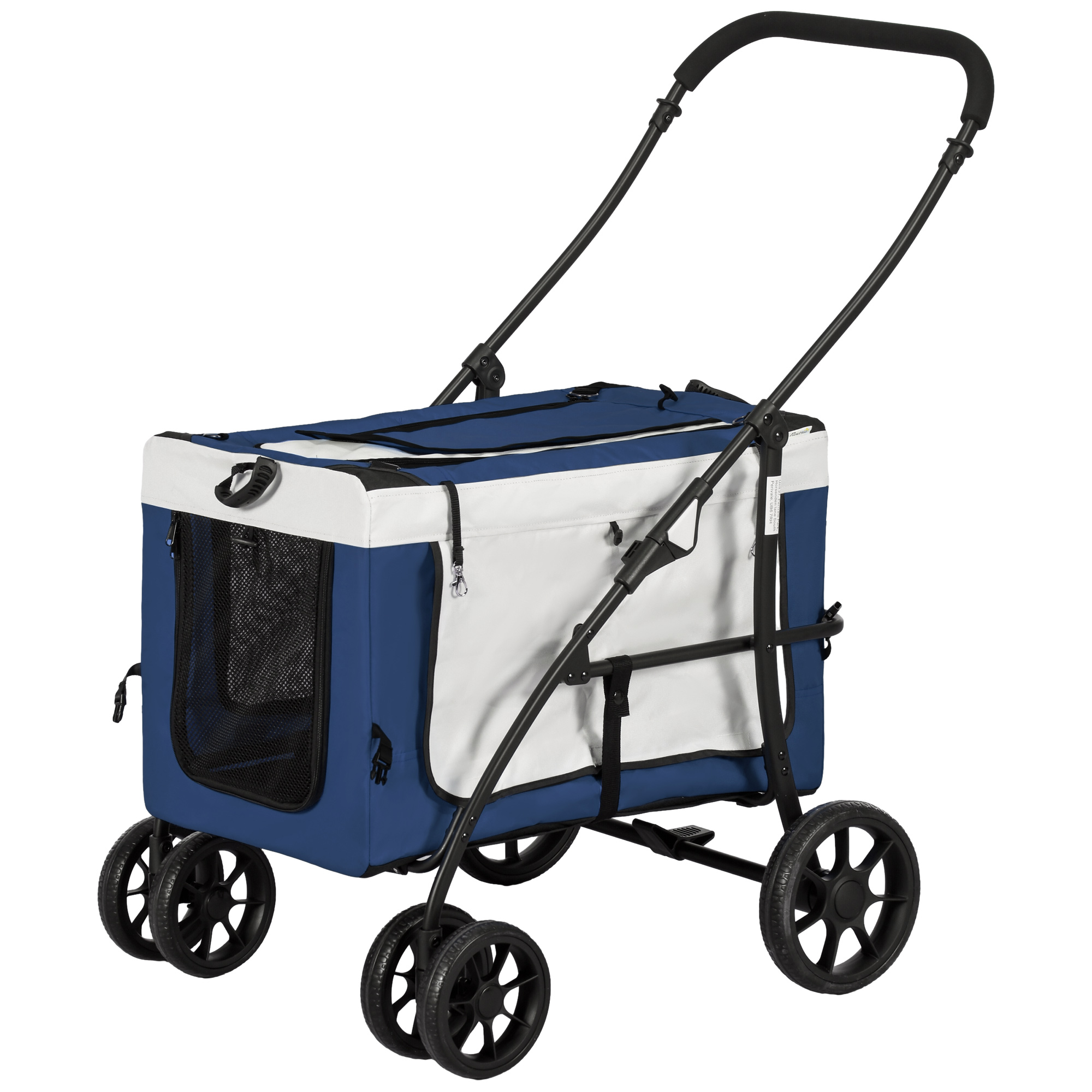 Hundbuggy Haustierbuggy Haustiertransporter bis 10kg klappbar verstellbare Trageriemen abnehmbarer Korb 81 x 58 x 97,5 cm Schwarz + Blau + Weiß Hundbuggy Haustierbuggy Haustiertransporter bis 10kg klappbar verstellbare Trageriemen abnehmbarer Korb 81 x 58 x 97,5 cm Schwarz + Blau + Weiß