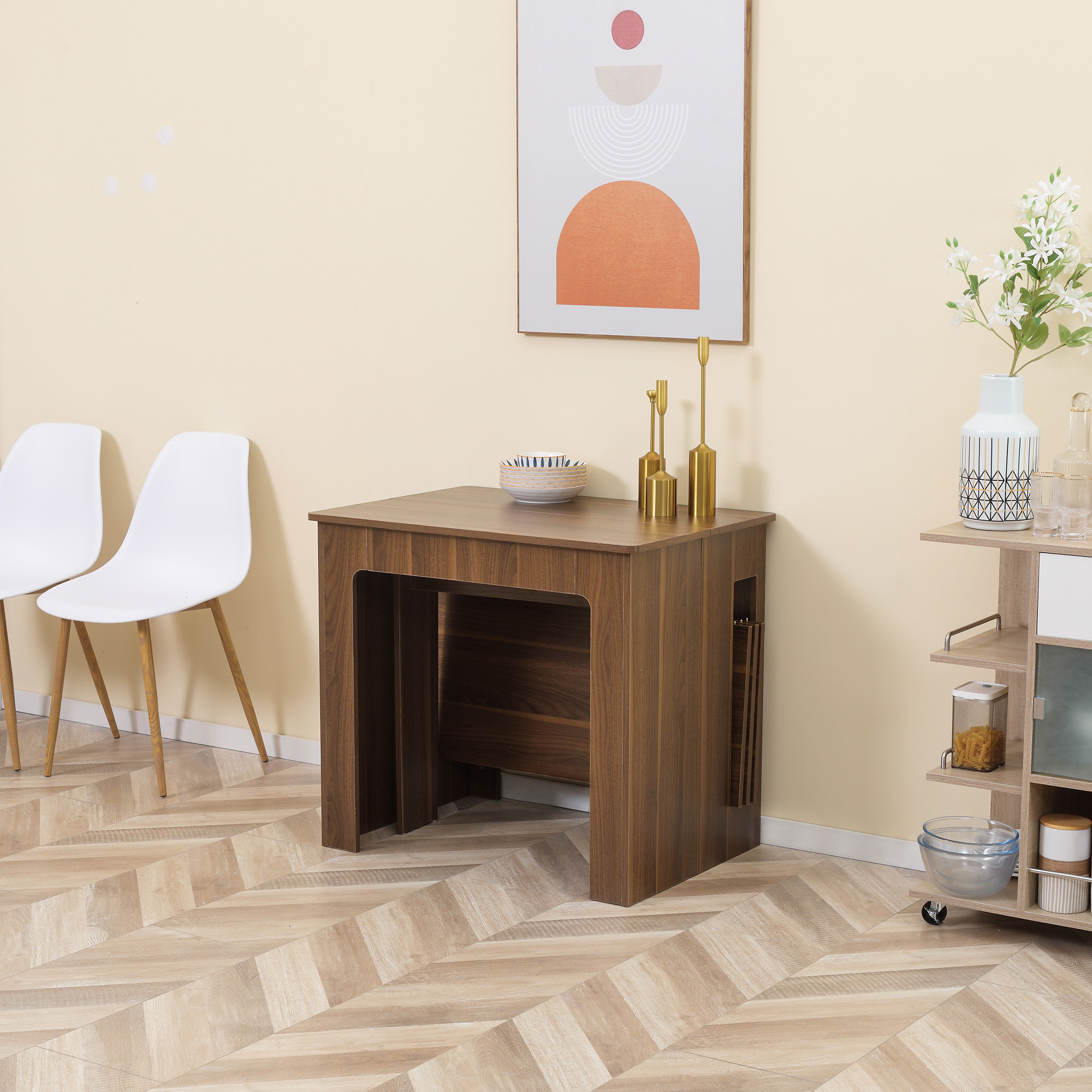 Ausklappbarer Esstisch Ausziehbarer Esstisch  Esstisch, mobil, modernes Design, 180cm x 85cm x 75cm, Braun