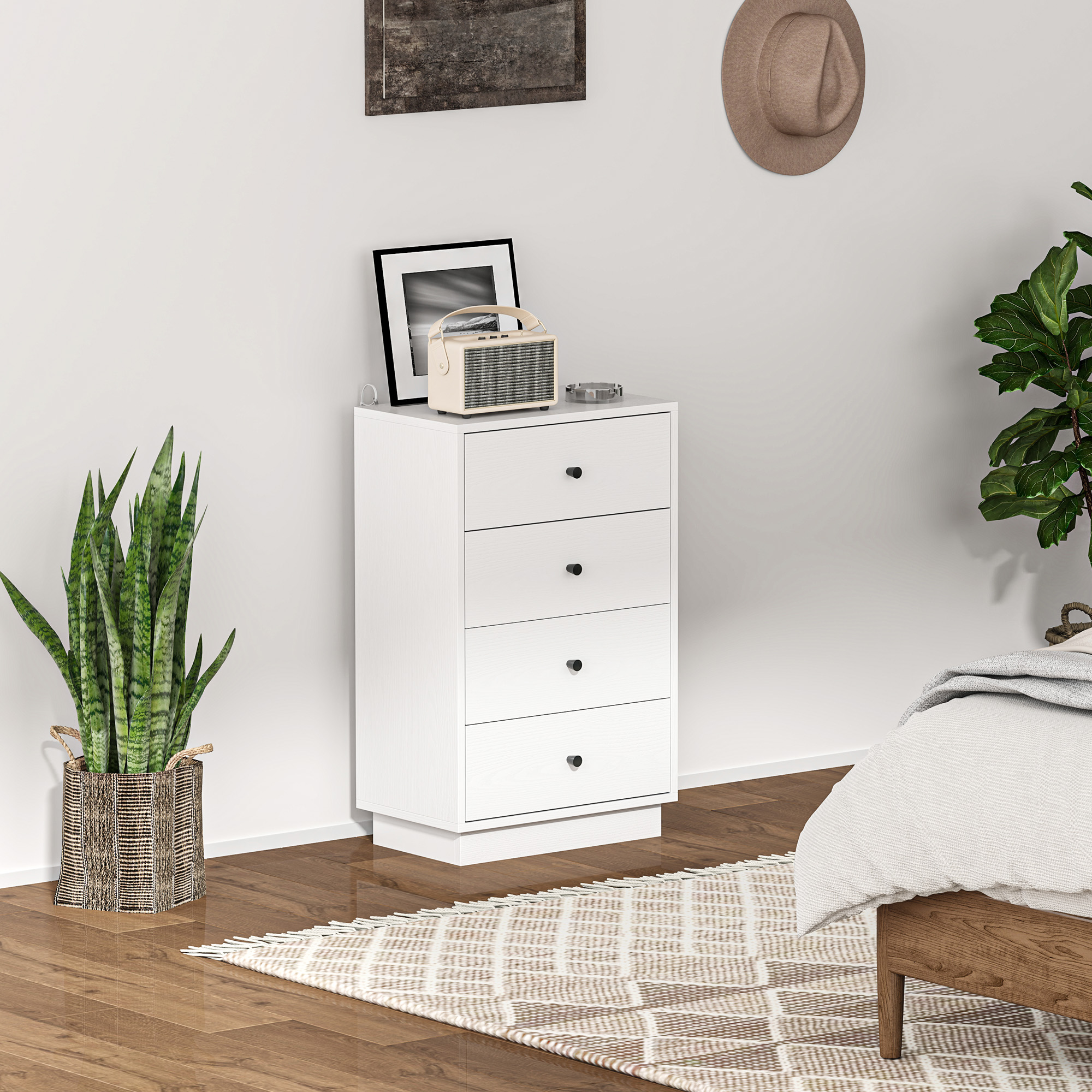 Kommode Sideboard mit 7 Schubladen Schrank aus Holzwerkstoff im Modern Stil 47 x 29 x 75 cm Weiß
