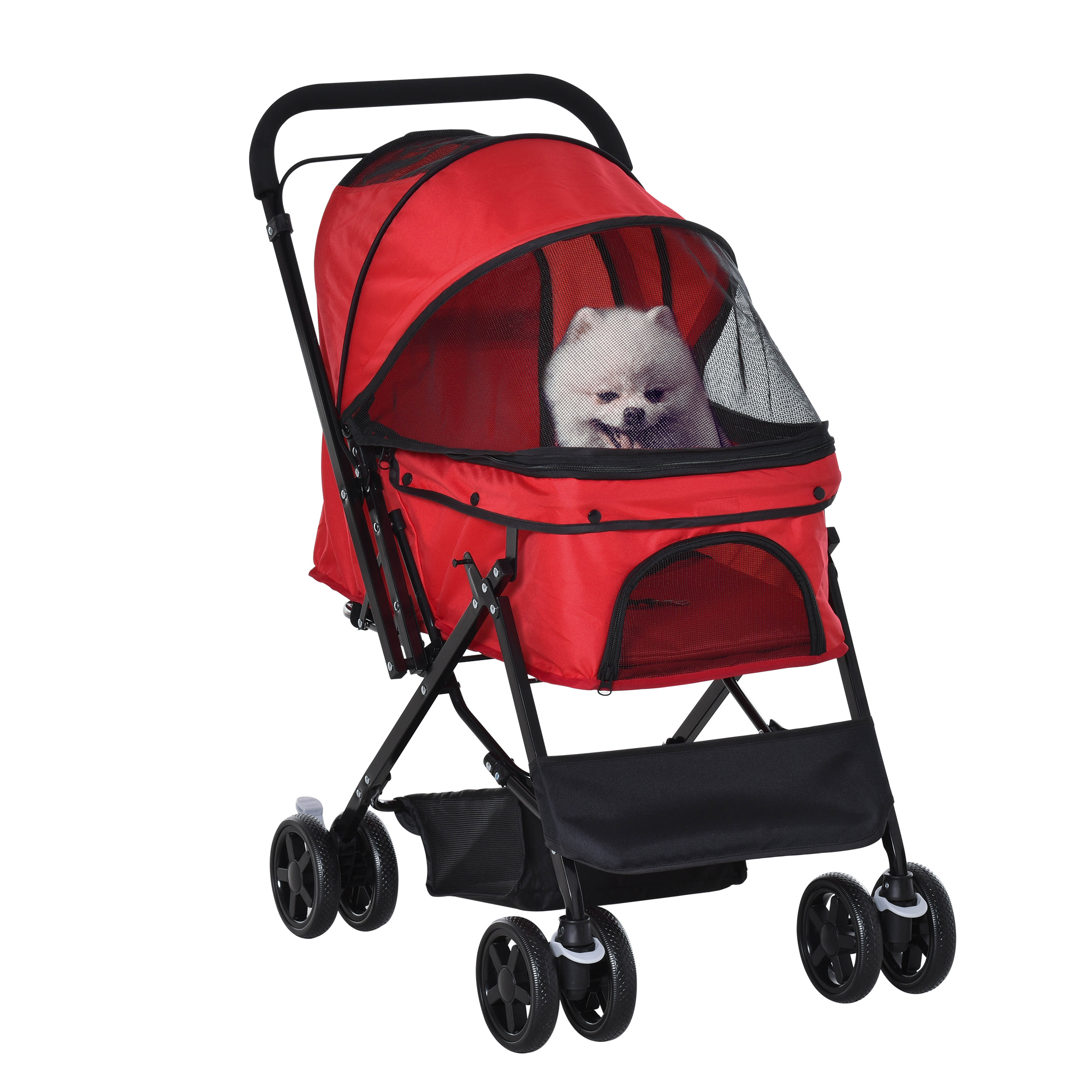 Hundebuggy Hundewagen bis 10kg klappbar verstellbares Vordach Oxford Rot 76,5 x 52 x 95 cm Hundebuggy Hundewagen bis 10kg klappbar verstellbares Vordach Oxford Rot 76,5 x 52 x 95 cm