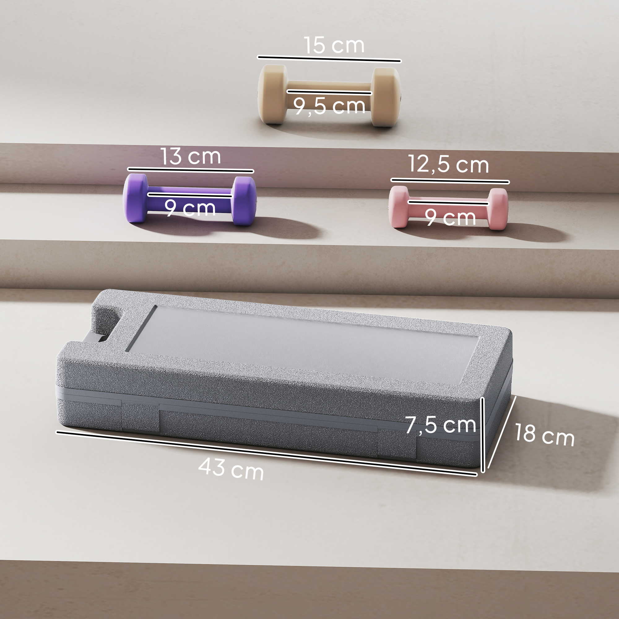 Hantelset 6er Set Hanteln mit Koffer, Gewichten, 0,5kg, 1kg, 1,5kg verstellbar für Zuhause, Fitnessstudio