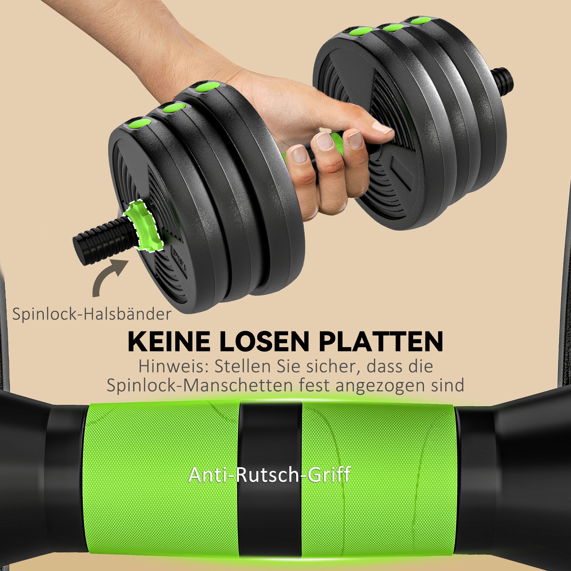 Hantelset verstellbar 20 KG Kurzhantel Set Kurzhanteln Langhanteln Hanteln Set für Krafttraining