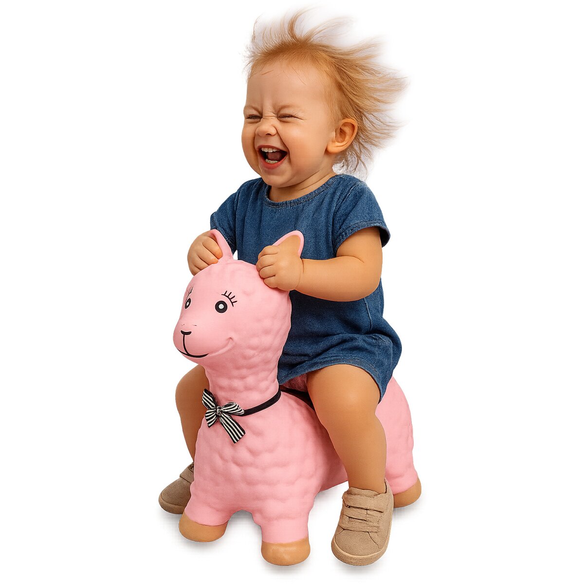 Hüpftier Lama HoppyDoo rosa mit Pumpe