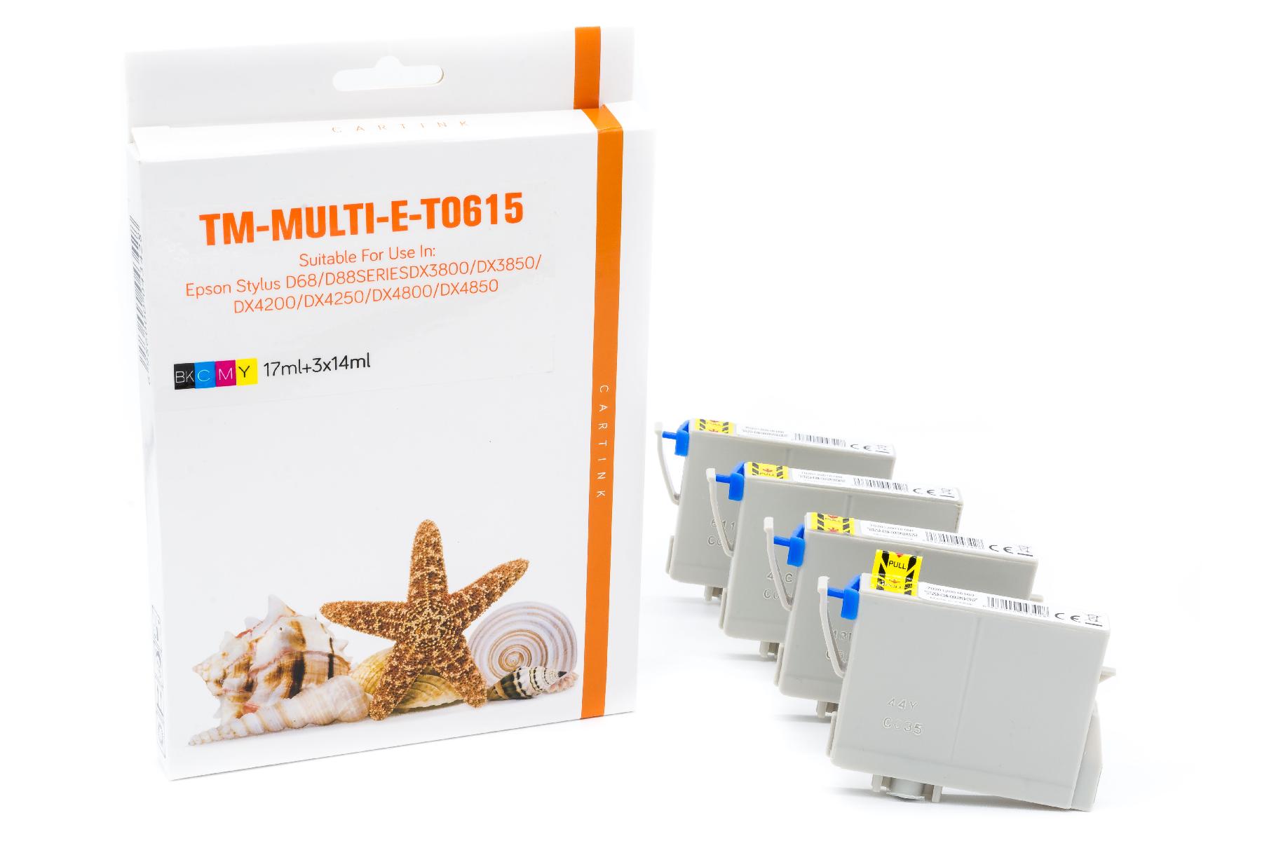 Multipack T0615 alternativ Tinte für Epson / C13T06154010 / BK,C,M,Y13ml Multipack T0615 alternativ Tinte für Epson / C13T06154010 / BK,C,M,Y13ml