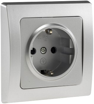 DELPHI Schutzkontakt-Steckdose, 250V~/ 16A, inkl. Rahmen, UP, silber