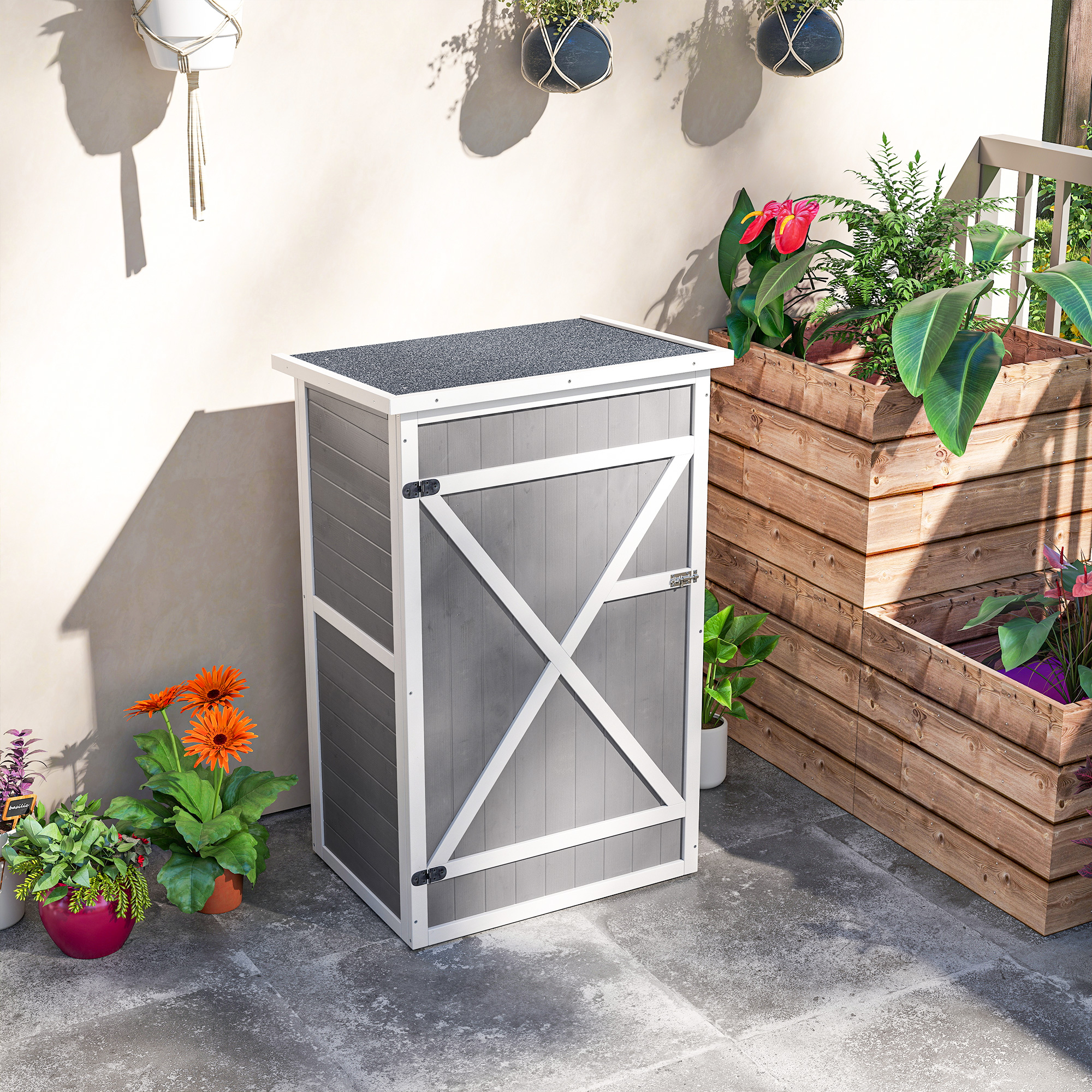 Geräteschuppen mit Regalböden wetterbeständig 75 x 56 x 115cm Grau