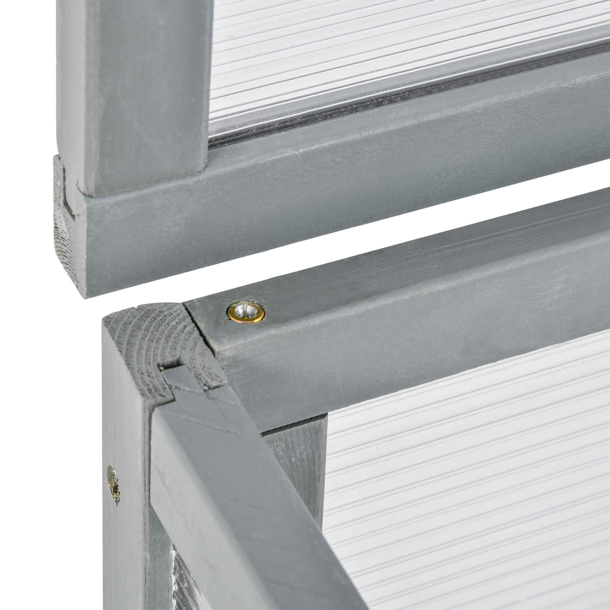 Frühbeet Holz und Polycarbonat Treibhaus 90 x 46 x 40 cm Gewächshaus mit Abdeckung wetterfest Frühbeetkasten für Garten Pflanzenbeet Grau