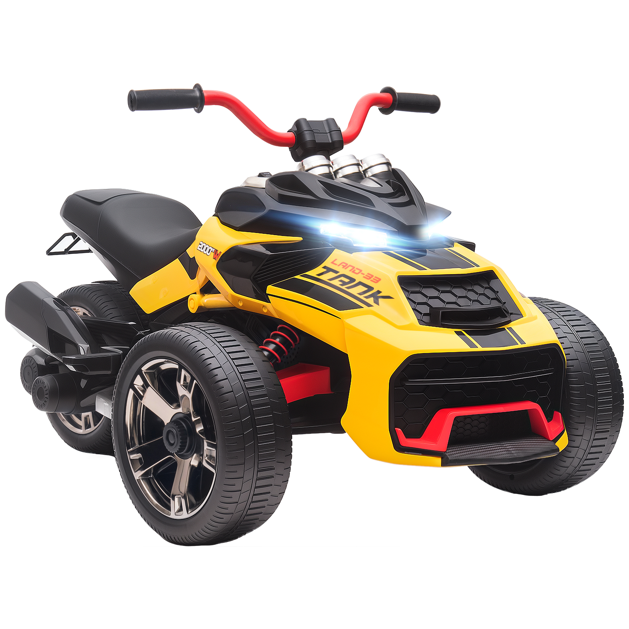 Elektrisches Kinderfahrzeug, Reverse-Dreirad-Design, Batteriebetrieb, MP3-Player, Hupe, 2 Geschwindigkeiten, LED-Lichter, 3-8 Jahre, Gelb Elektrisches Kinderfahrzeug, Reverse-Dreirad-Design, Batteriebetrieb, MP3-Player, Hupe, 2 Geschwindigkeiten, LED-Lichter, 3-8 Jahre, Gelb