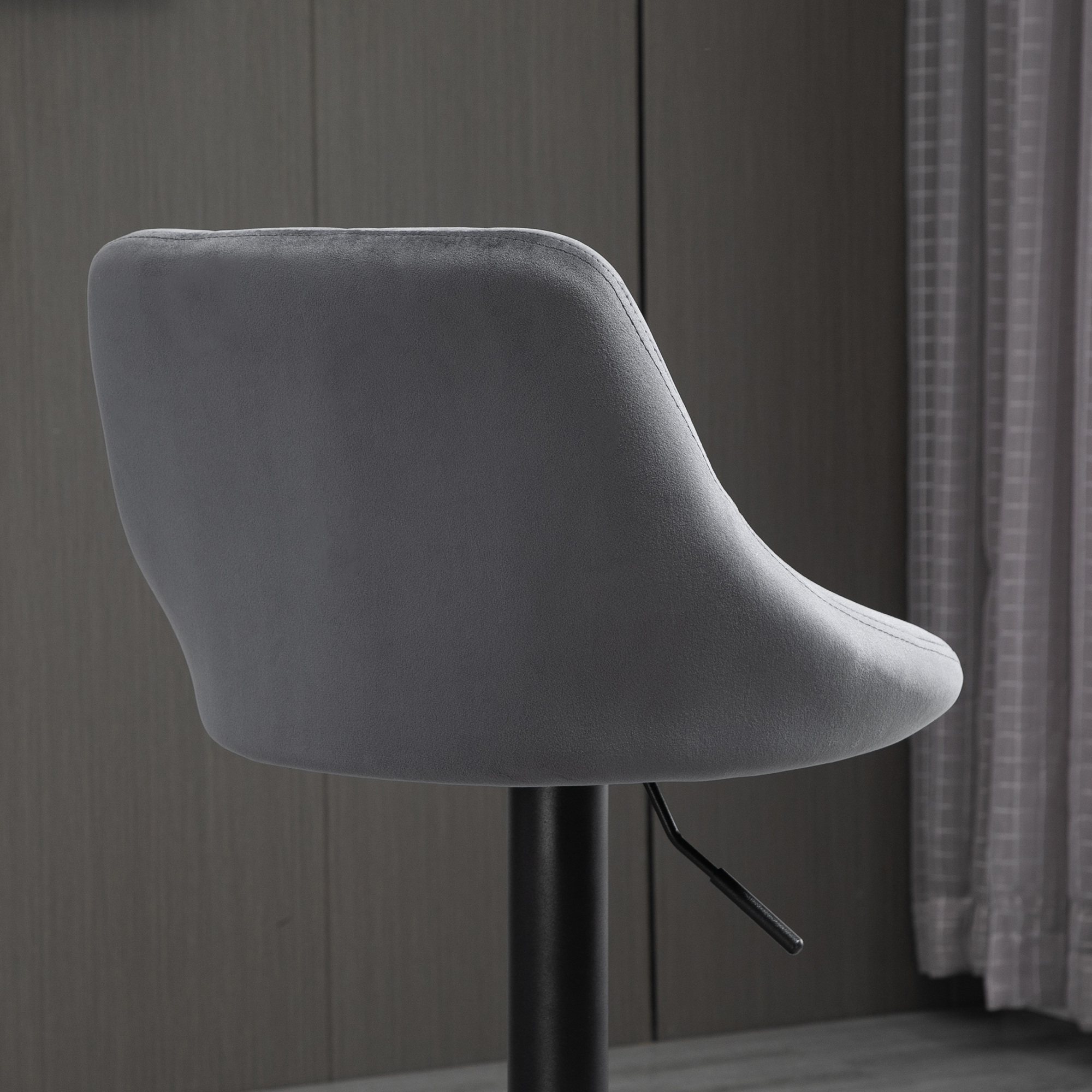 2er-Set Barhocker, höhenverstellbarer Barstuhl mit Lehne, Samtoptik, Metallgestell, Fußstütze, drehbare, Dunkelgrau