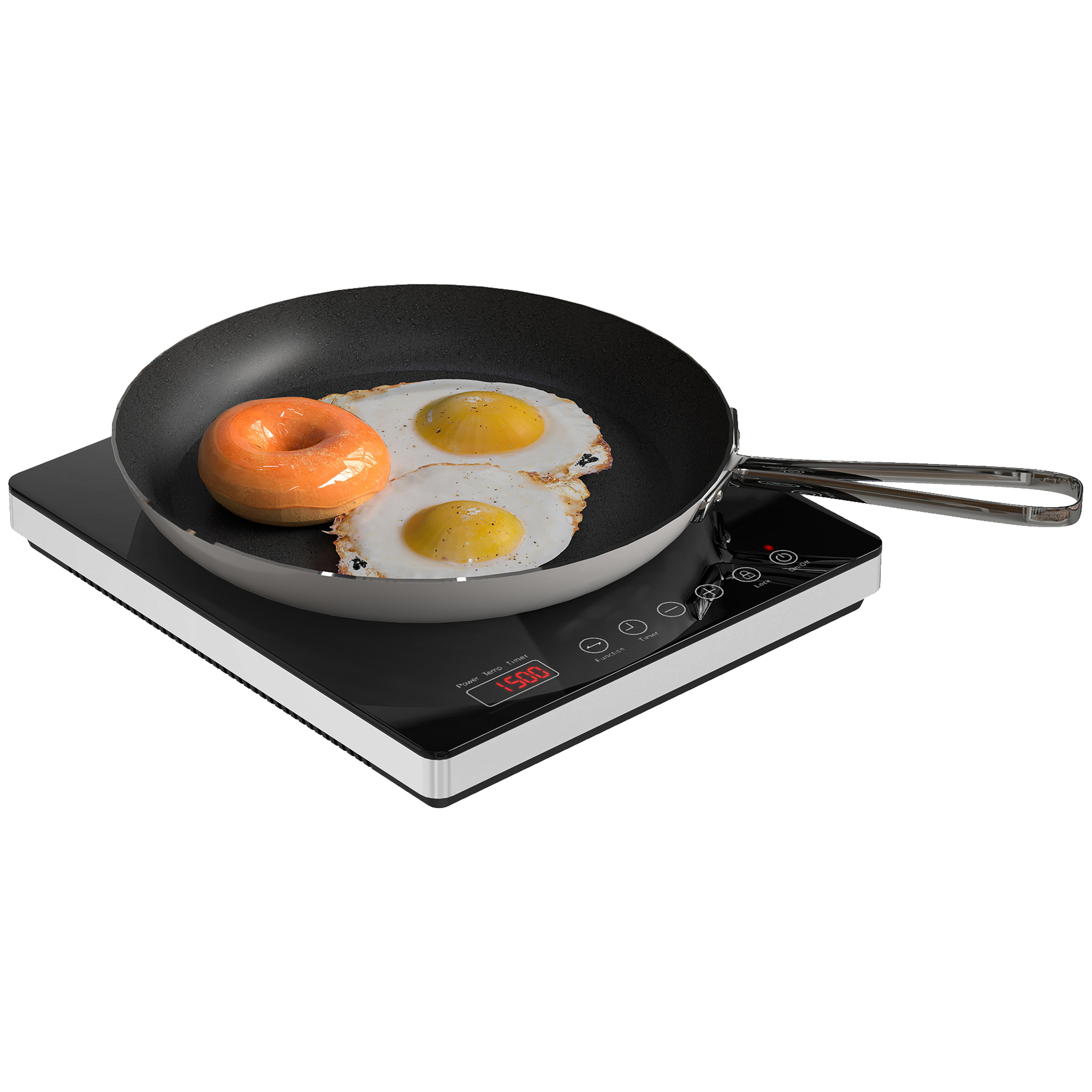 Kochplatte, Induktionskocher mit 10-Stufen-Temperatur, Touchpanel, Schwarz