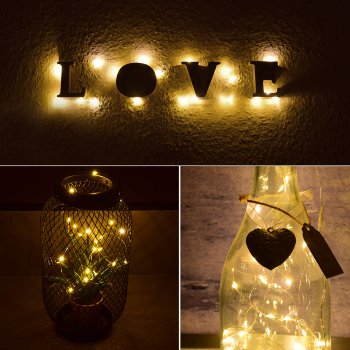 LED Batterie-Lichterkette "SilverWire80", 80 micro LEDs, 8m, warmweiß, IP44