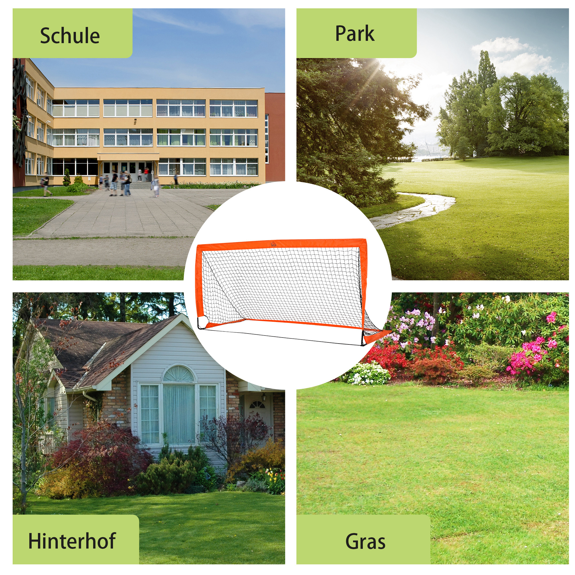 Fußballtor Set, leicht, einfache Montage, Tragetasche, Stahlrohre, 183x90x90 cm, Orange