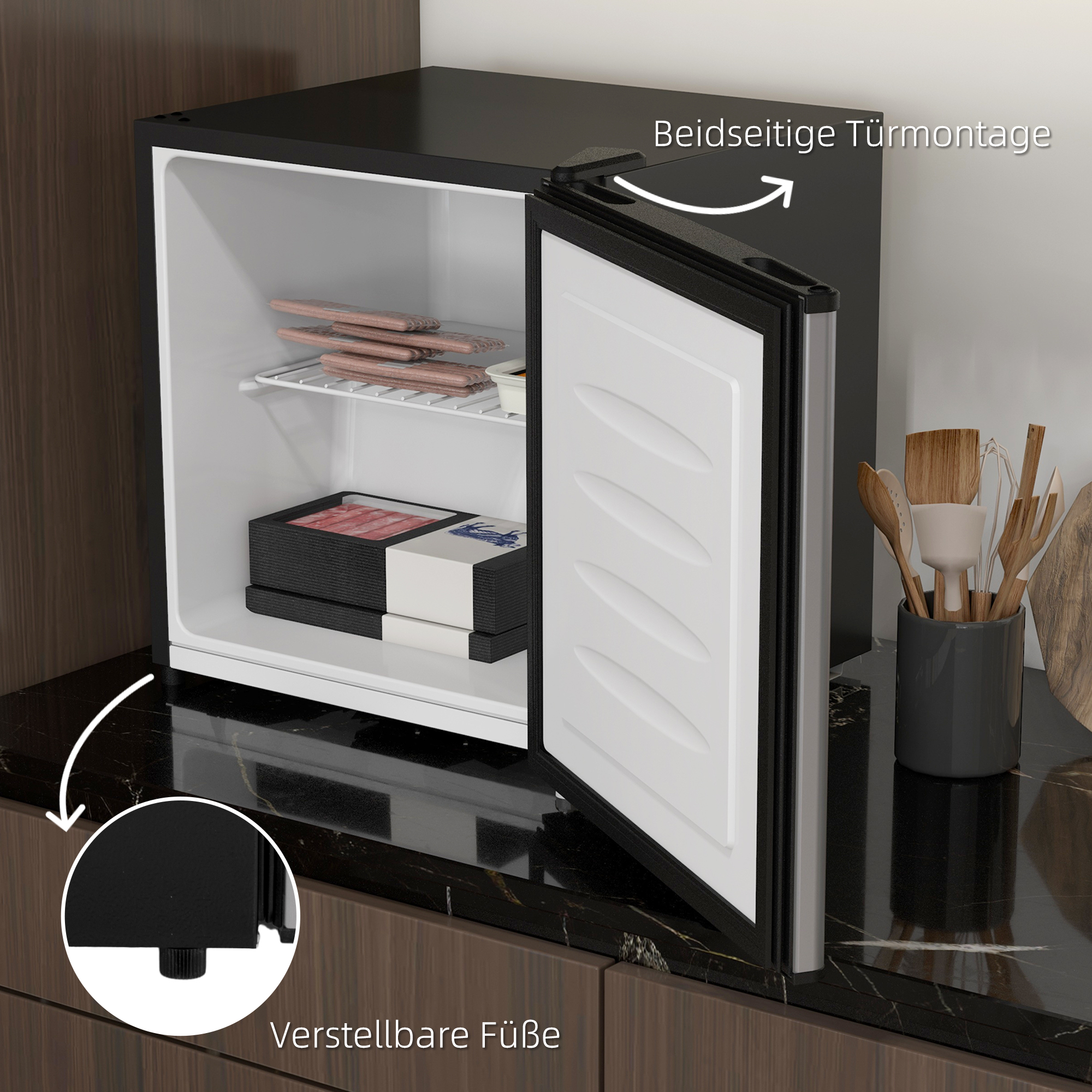 Mini-Gefrierschrank, 35 L Minikühlschrank, -14 bis -24?, 5-stufige Temperaturregelung, 47 x 44,2 x 48,8 cm, Silber