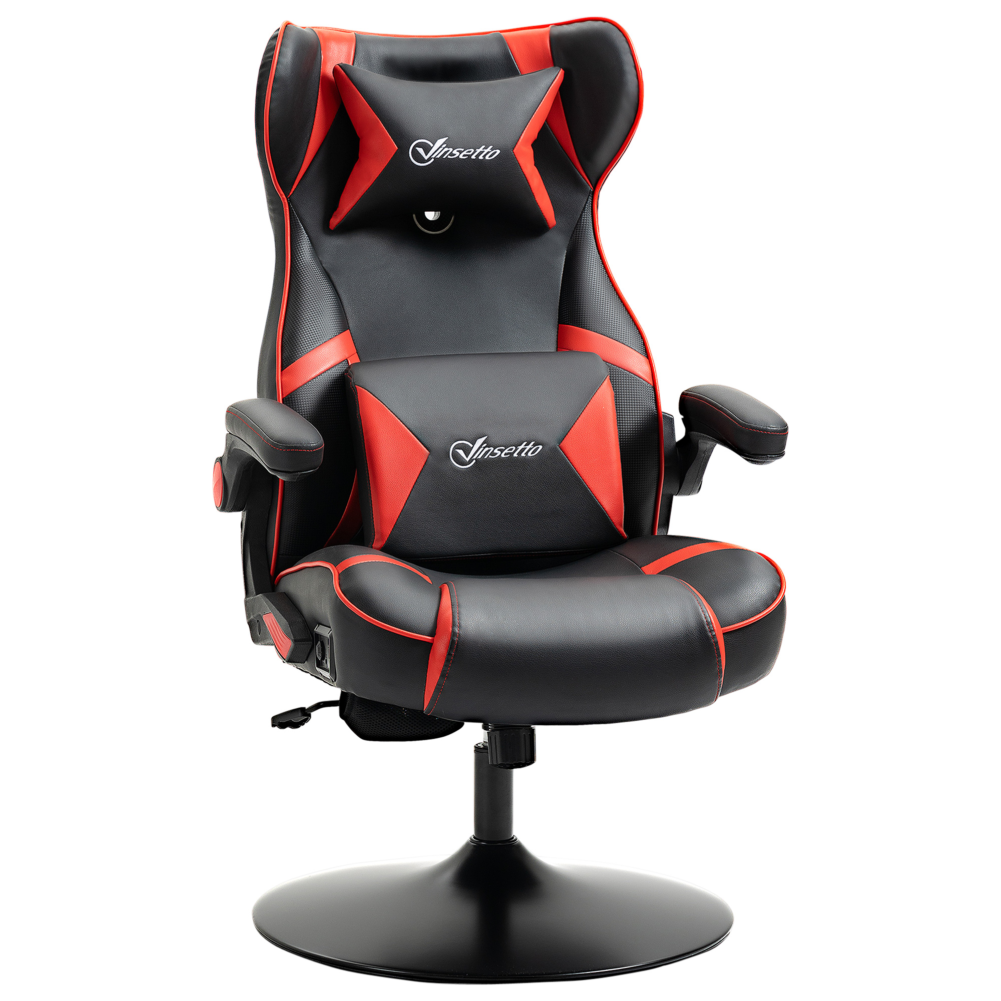 Gamingsessel, Gamingstuhl, integrierte Lautsprecher, neigbare Rücklehne, schwarz+rot, 69 x 73 x 118cm Gamingsessel, Gamingstuhl, integrierte Lautsprecher, neigbare Rücklehne, schwarz+rot, 69 x 73 x 118cm