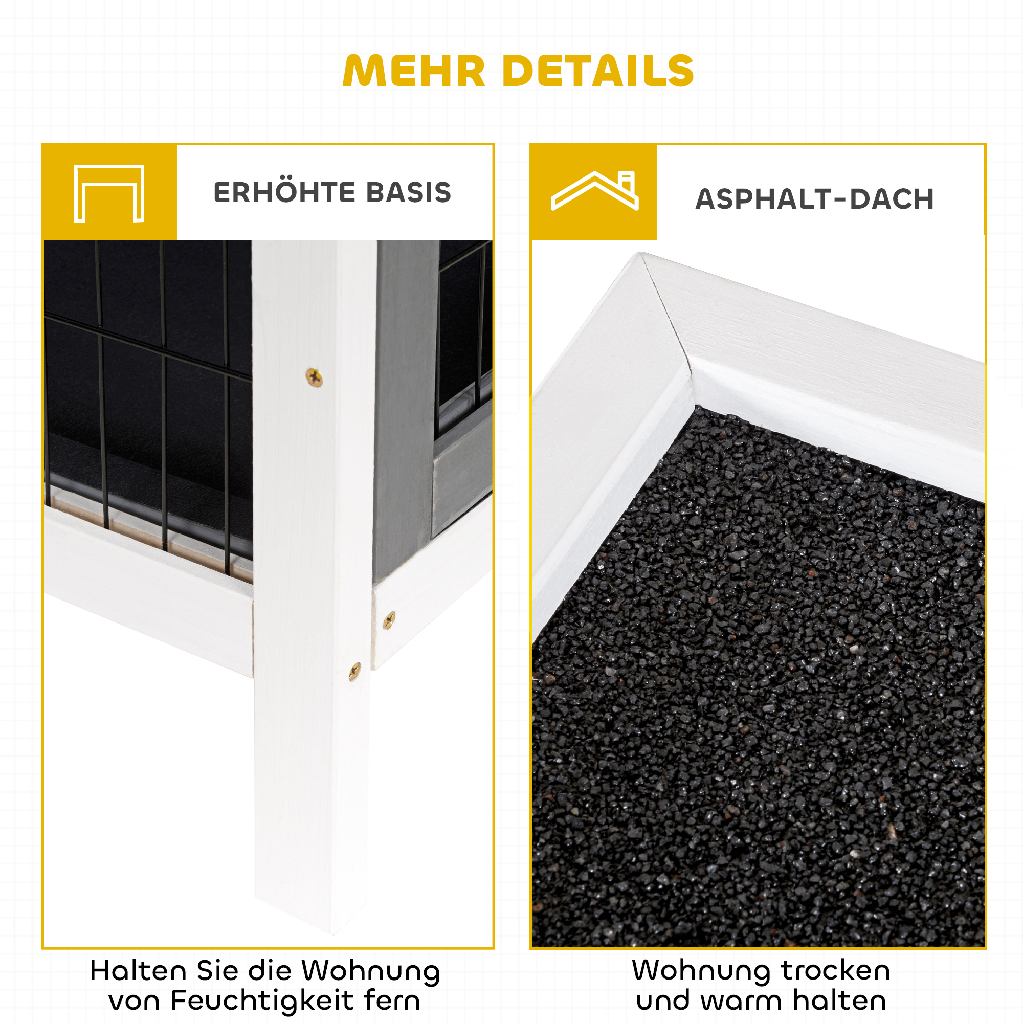 Kleintierstall für Meerschweinchen und Zwergkaninchen, doppelstöckig, Holz, Grau