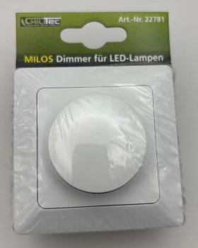 MILOS Dimmer für LED Lampen weiß matt, 250V~/ 3-60W, inkl. Rahmen, UP