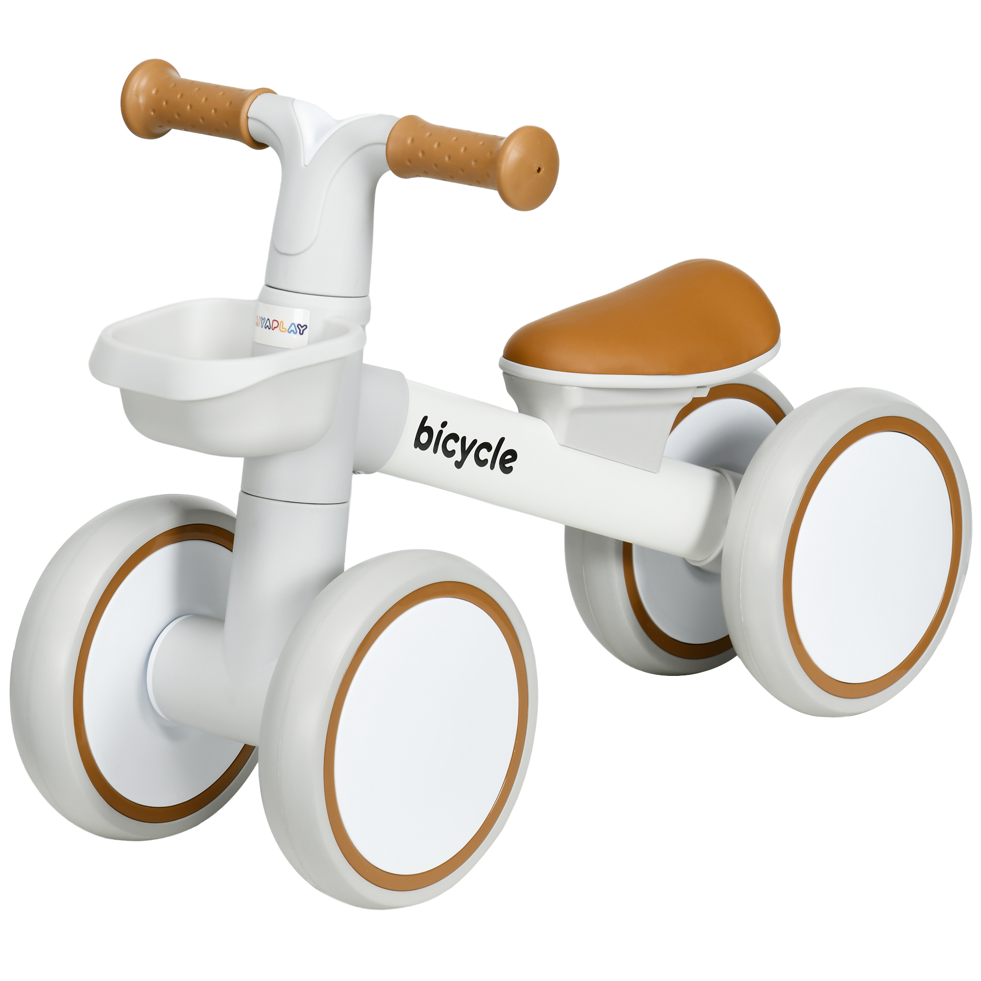 Laufrad, verstellbarer Sitz, Flüsterräder, für 1-3 Jahre, bis 20 kg, Braun/Weiß