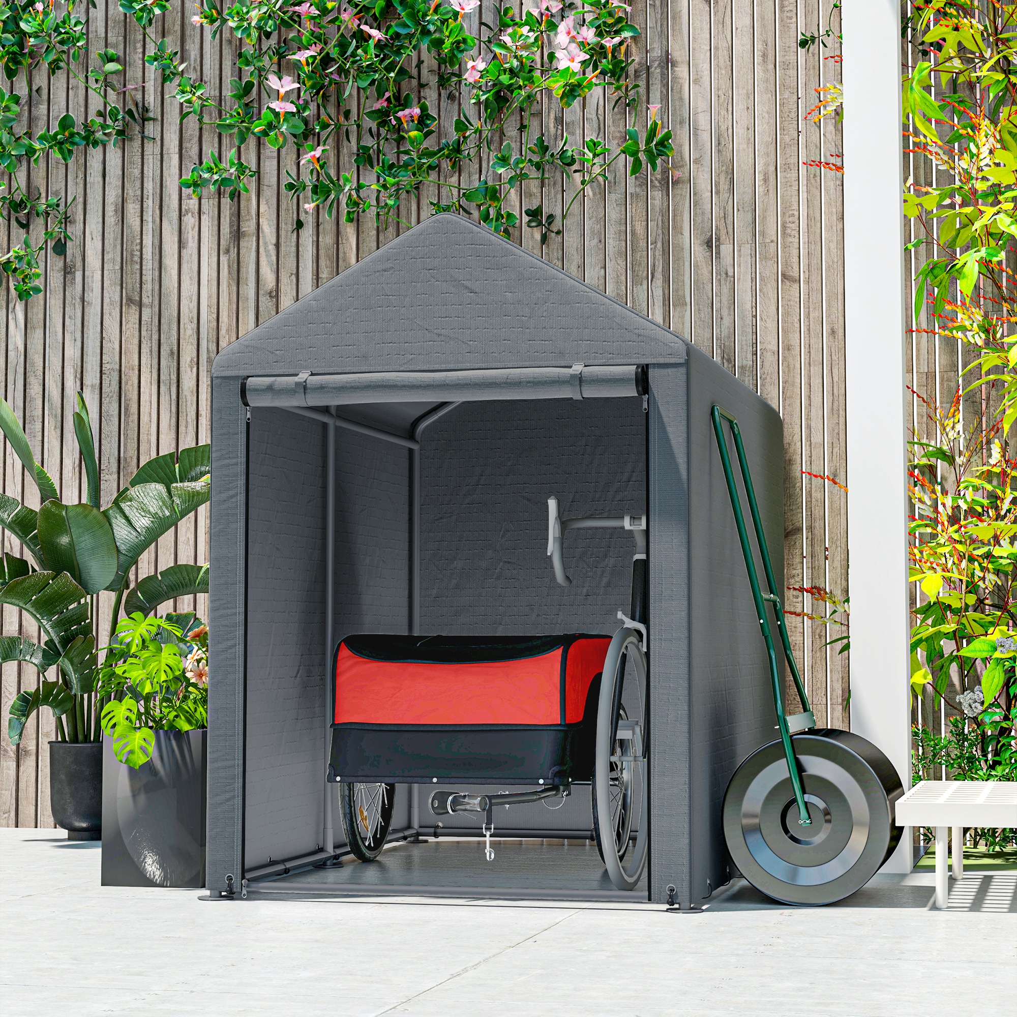 Transportanhänger Lastenanhänger Fahrrad Anhänge Lasten-Fahrradanhänger CargoTrailer (Rot-Schwarz)