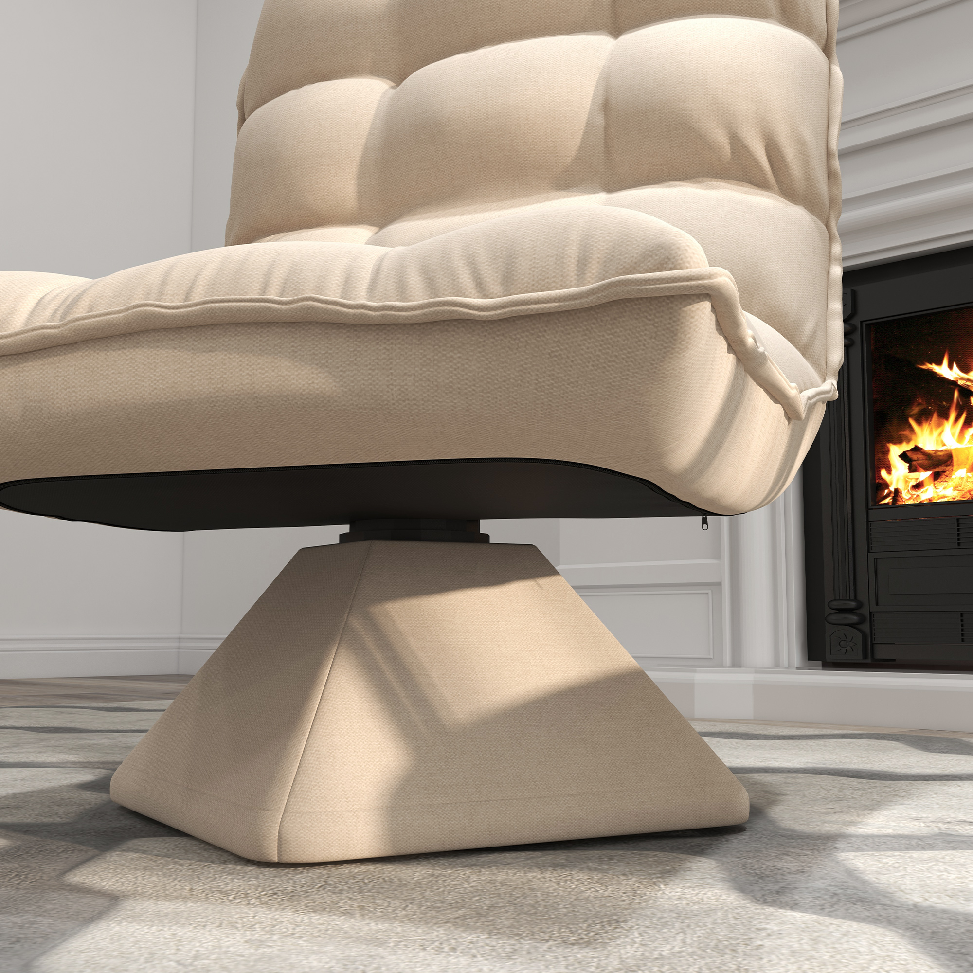 Relaxsessel Lesesessel, drehbar, Leinenoptik, 62 cm x 70 cm x 95 cm, Beige