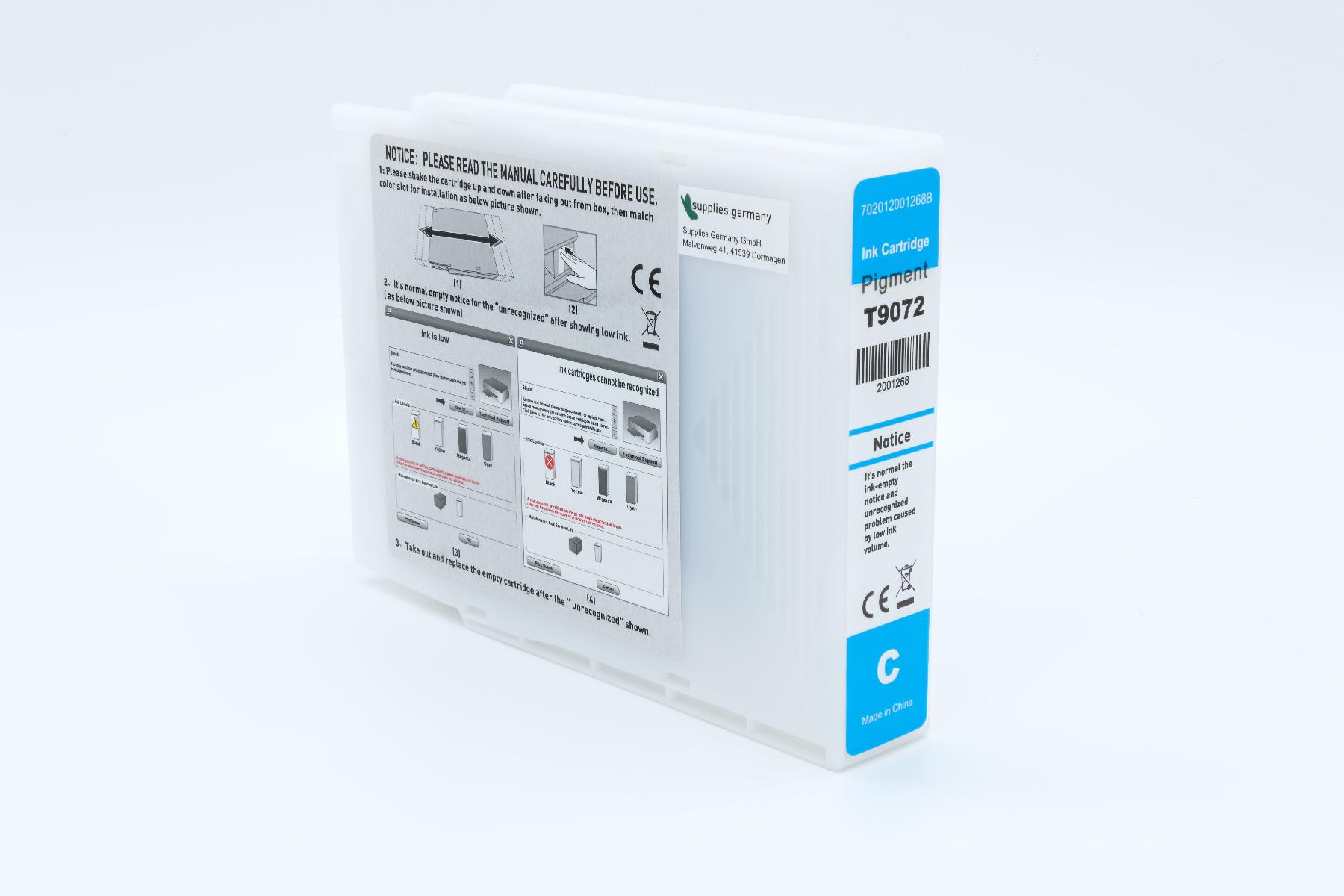 T9072 alternativ Tinte Cyan für Epson / C13T907240 / 120 ml T9072 alternativ Tinte Cyan für Epson / C13T907240 / 120 ml