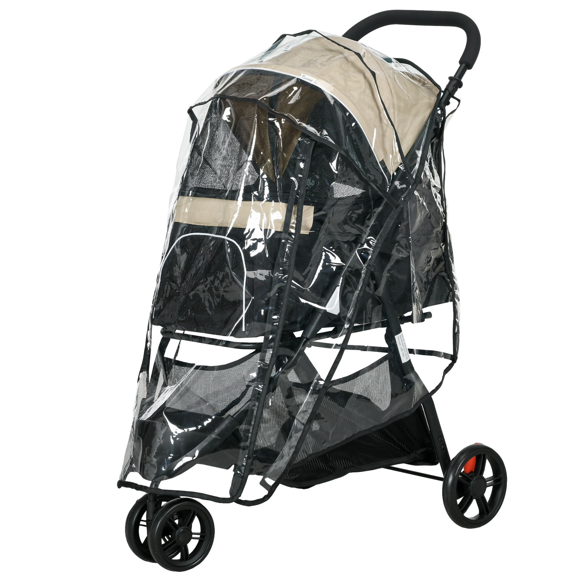 Haustierbuggy Hundebuggy, klappbar, mit Regenschutz, 2 Getränkehalter, Blau + Khaki Haustierbuggy Hundebuggy, klappbar, mit Regenschutz, 2 Getränkehalter, Blau + Khaki