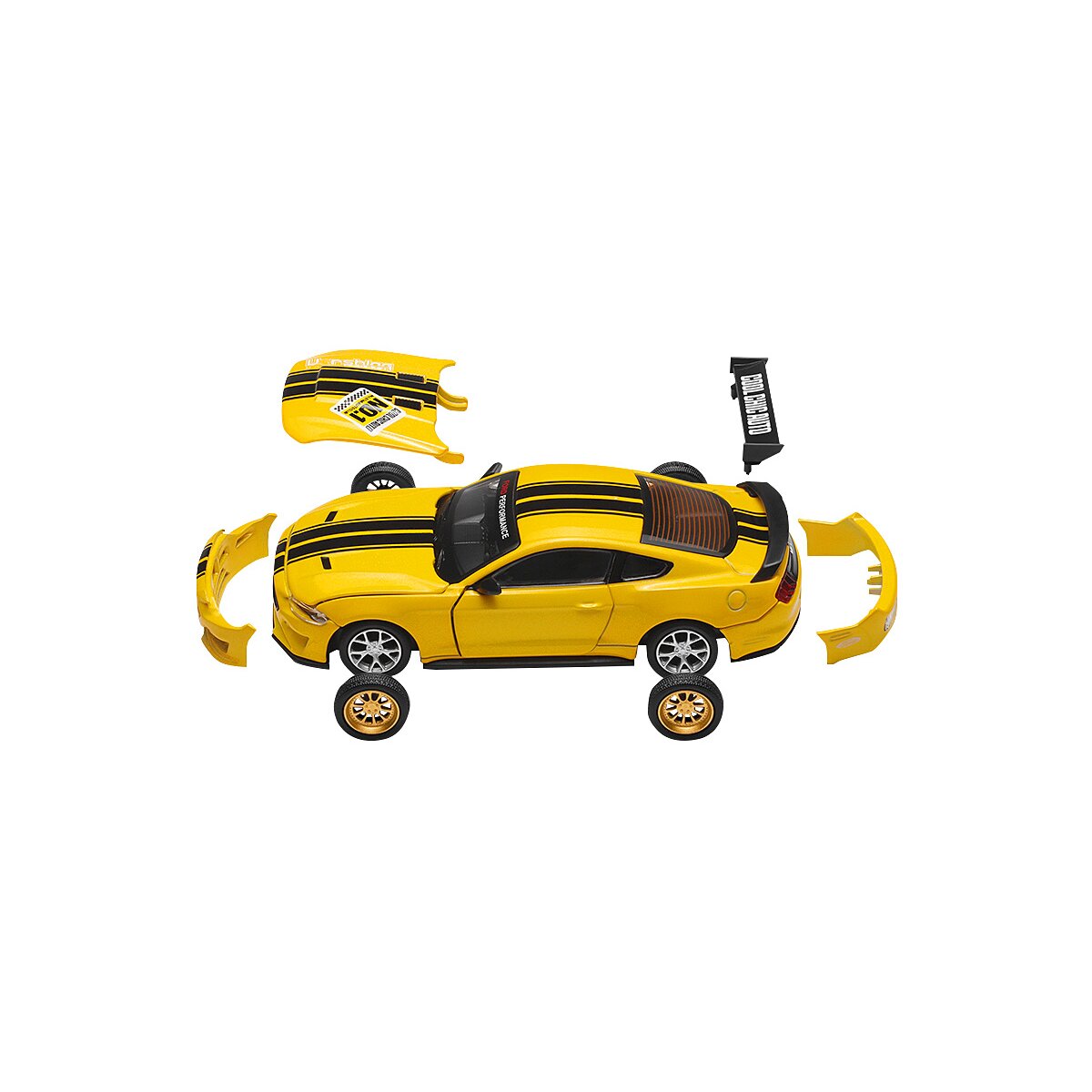 Ford Mustang GT Diecast 1:42 gelb 2in1