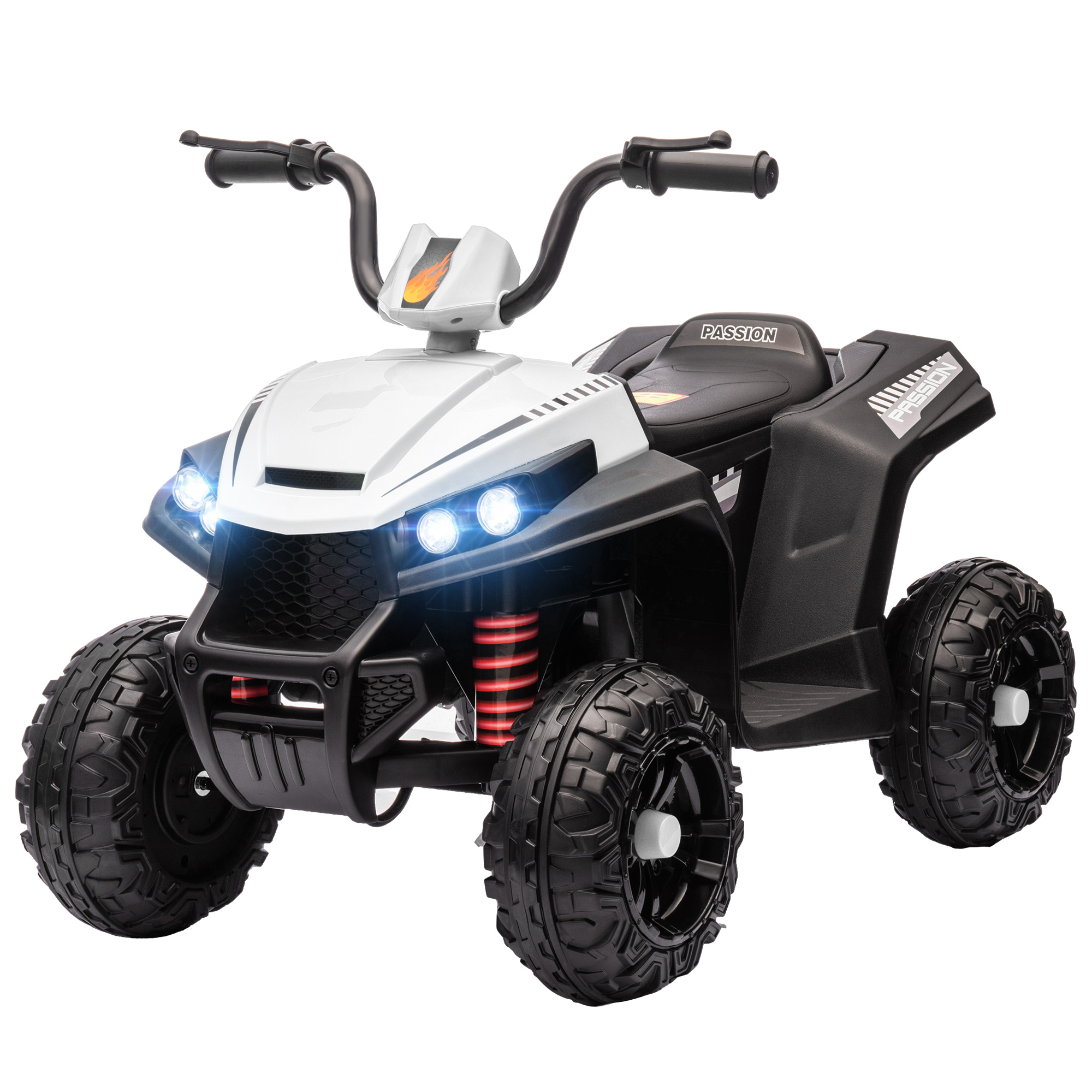 Elektro-Kinderquad, Licht & Musik, Federung, 5 km/h, 50 Min, Fahrzeit, für 3-5 Jahre, Weiß