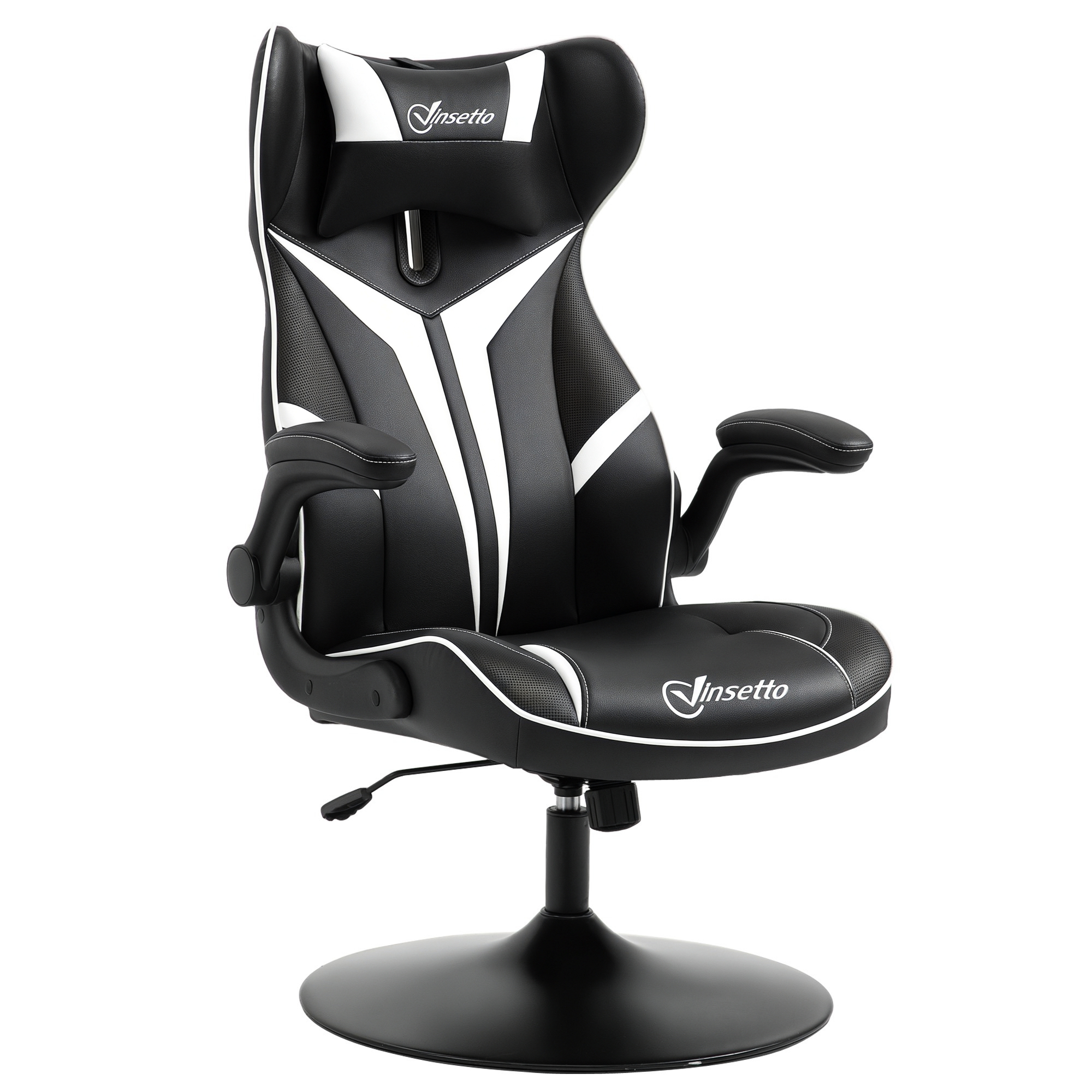 Gaming Stuhl ergonomischer Computerstuhl mit Wippfunktion Drehstuhl höhenverstellbar Stahl Schwarz+Weiß 67 x 70 x 106-112 cm Gaming Stuhl ergonomischer Computerstuhl mit Wippfunktion Drehstuhl höhenverstellbar Stahl Schwarz+Weiß 67 x 70 x 106-112 cm