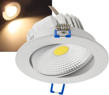 LED-Einbauleuchte "COB-7", 7W, 550lm, 3000K, 75°, Ø109xT47mm, Rahmen weiß