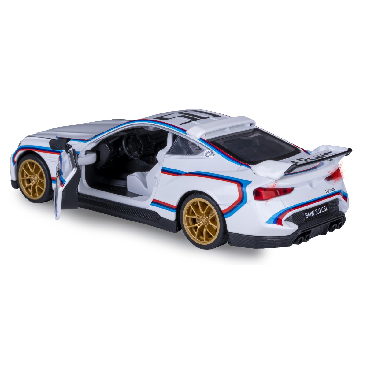 BMW 3.0 CSL Diecast 1:34 weiß inkl. Knopfzellen