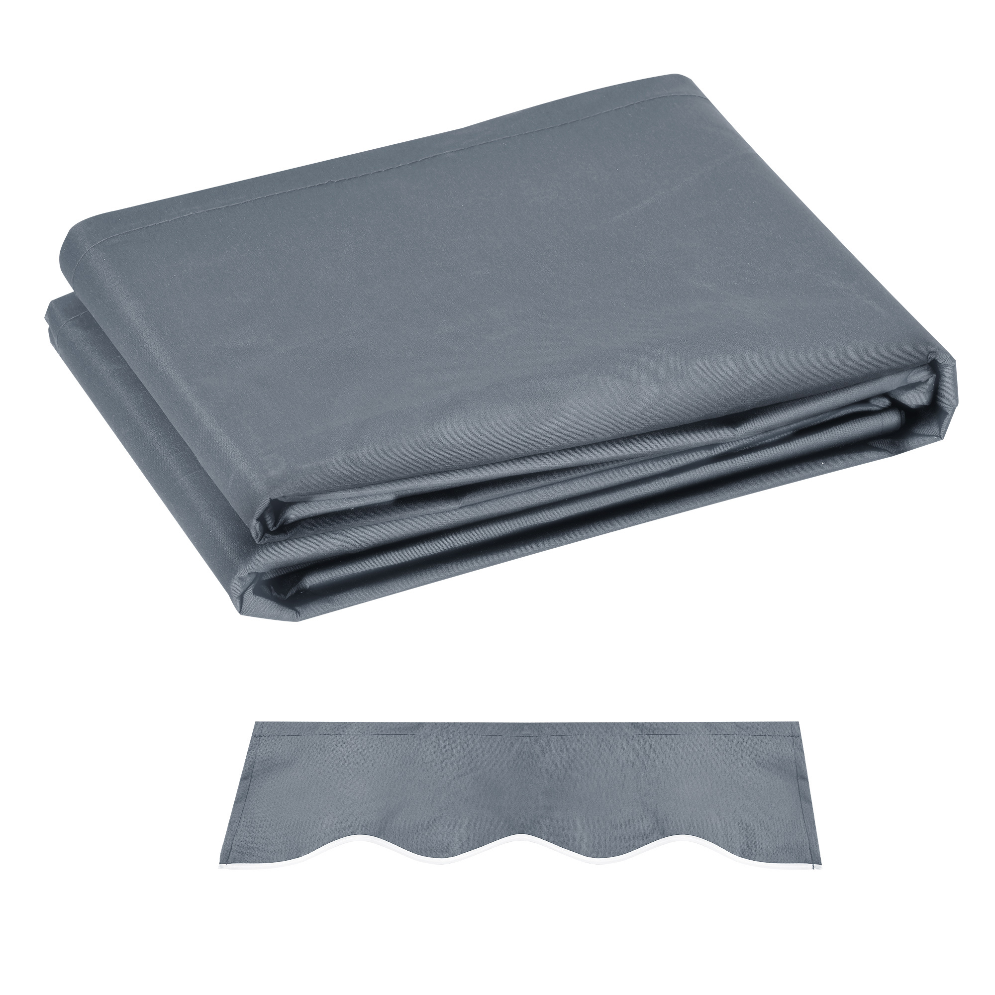 Markisenbespannung Markisenstoff mit Volant Wasserabweisend Ersatzstoff für 3 x 2,5 m Markisen Grau