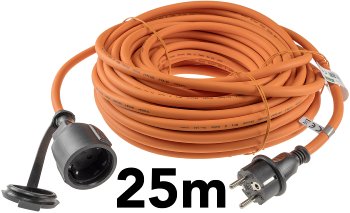 Verlängerungskabel 25m, IP44, Orange, H07RN-F 3G1,5 , Stecker / Kupplung