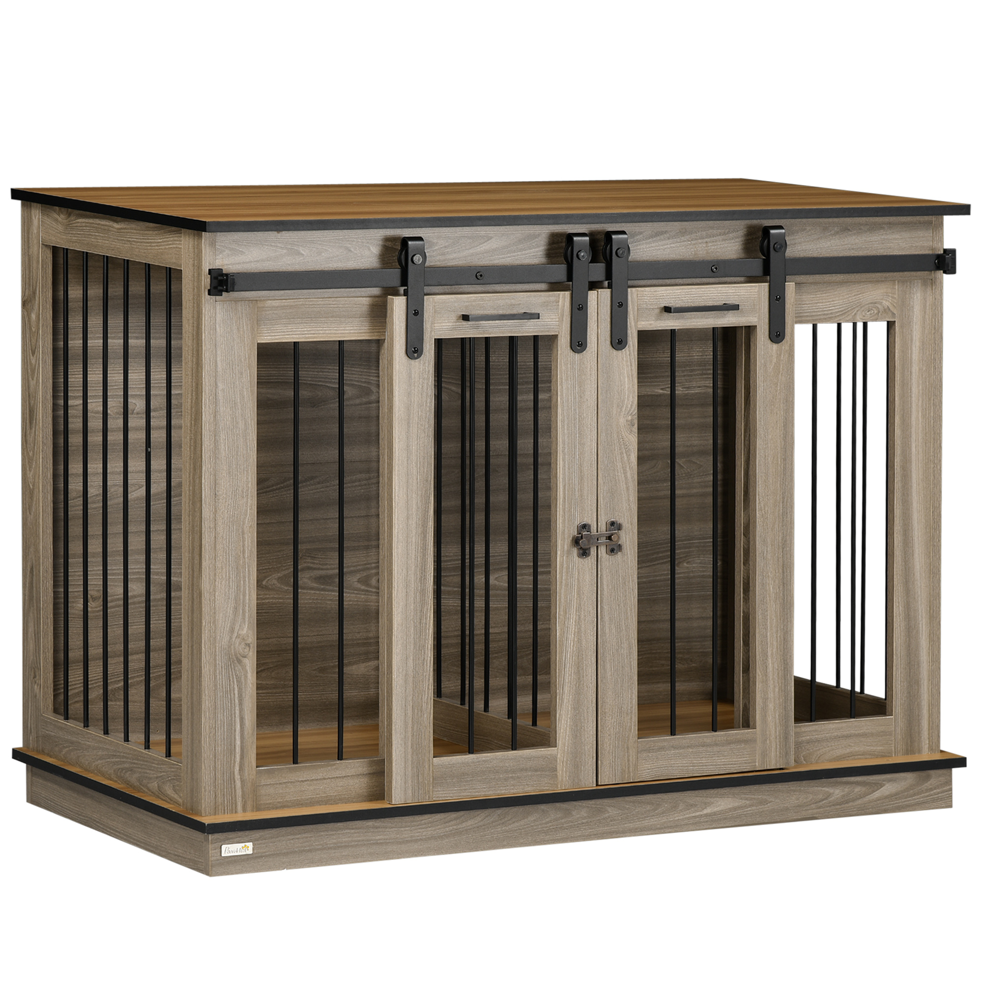Hundekäfig mit 2 Türen, Hundebox, Transportbox für Hunde, rustikales Design, verriegelbar, Braun