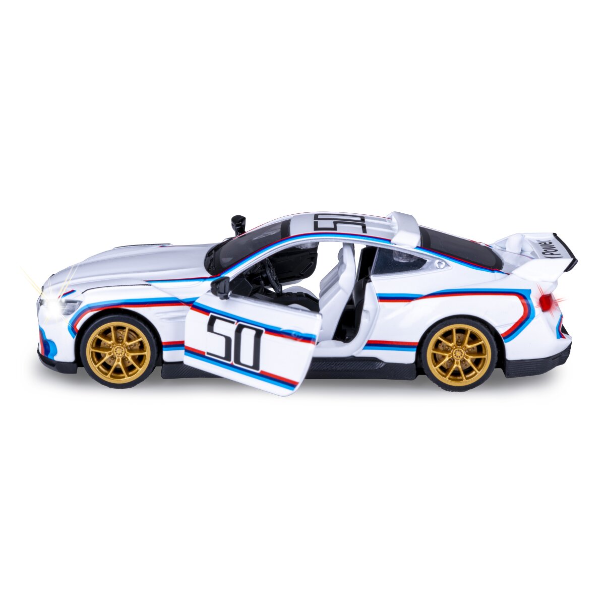 BMW 3.0 CSL Diecast 1:34 weiß inkl. Knopfzellen