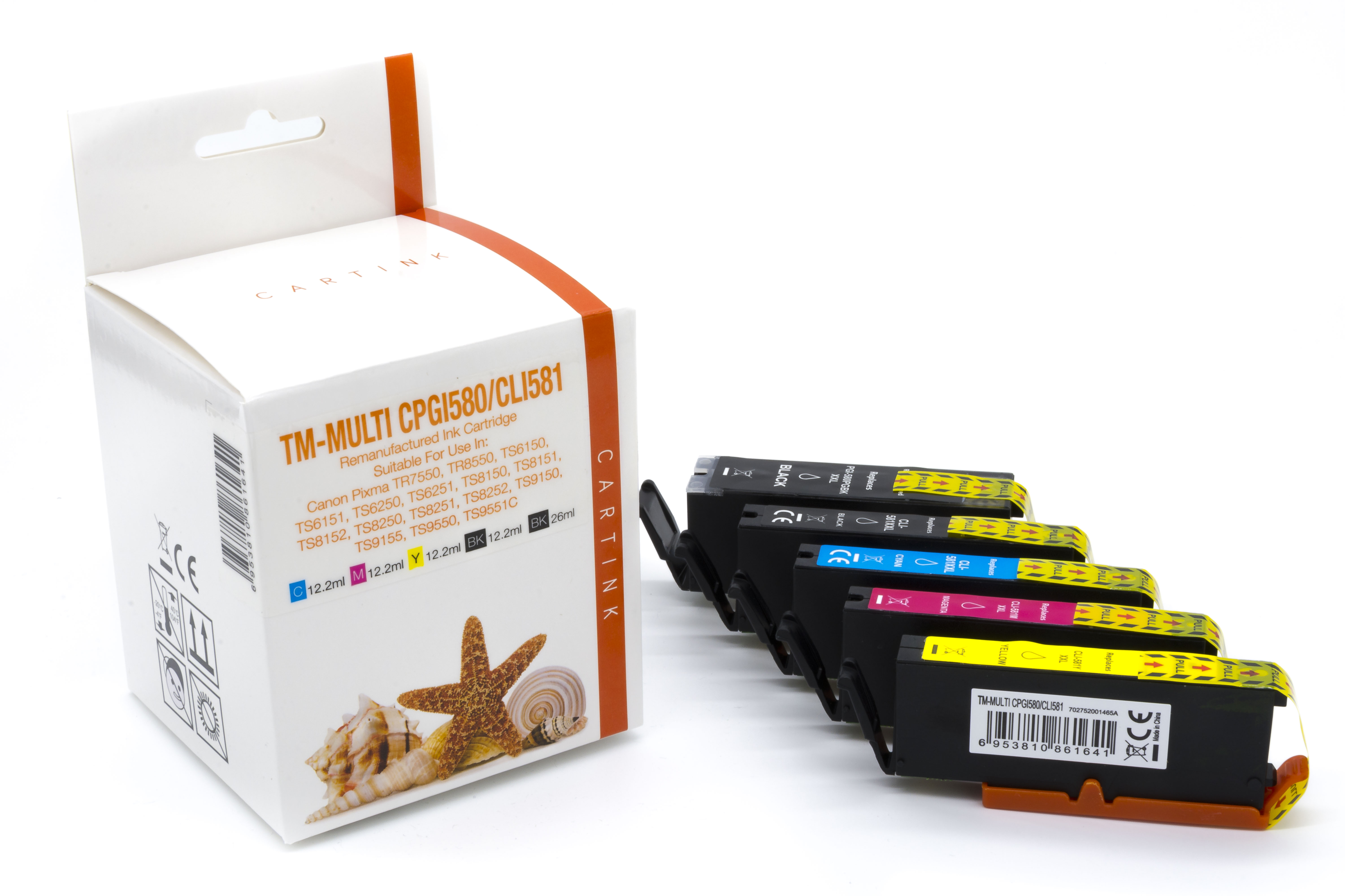 Multipack PGI580/CLI581 alternativ Tinte für Canon / BKCMYK 1 x 26 ml 4 x 12,2 ml Multipack PGI580/CLI581 alternativ Tinte für Canon / BKCMYK 1 x 26 ml 4 x 12,2 ml