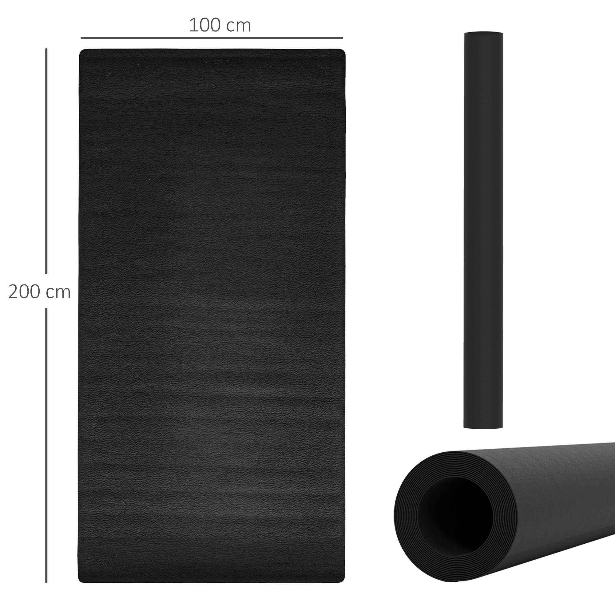 Bodenschutzmatte für Fitnessgeräte rutschfest Fitnessmatte 4 mm Dicke Unterlegmatte 200x100 cm Schwarz