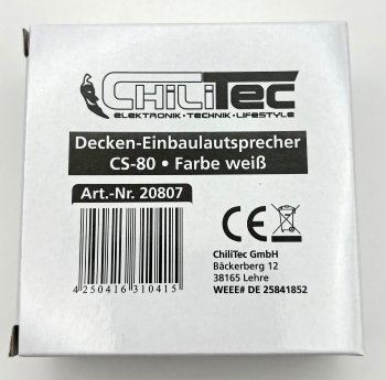 Decken-Einbaulautsprecher "CTE-8W" / Halogen-Look, 8cm Ø, 6cm Einbau, weiß