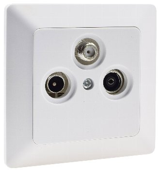 MILOS Antennendose TV+Radio+Sat, inkl. Rahmen, UP, weiß matt