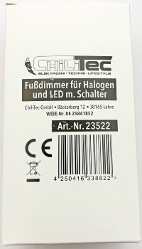 Fußdimmer für Halogen und LED m.Schalter, 230V, 75-300W Halogen, 3-100W LED