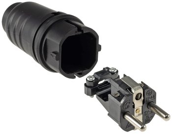 Schutzkontakt-Gummistecker für Außen, 250V/16A, IP44