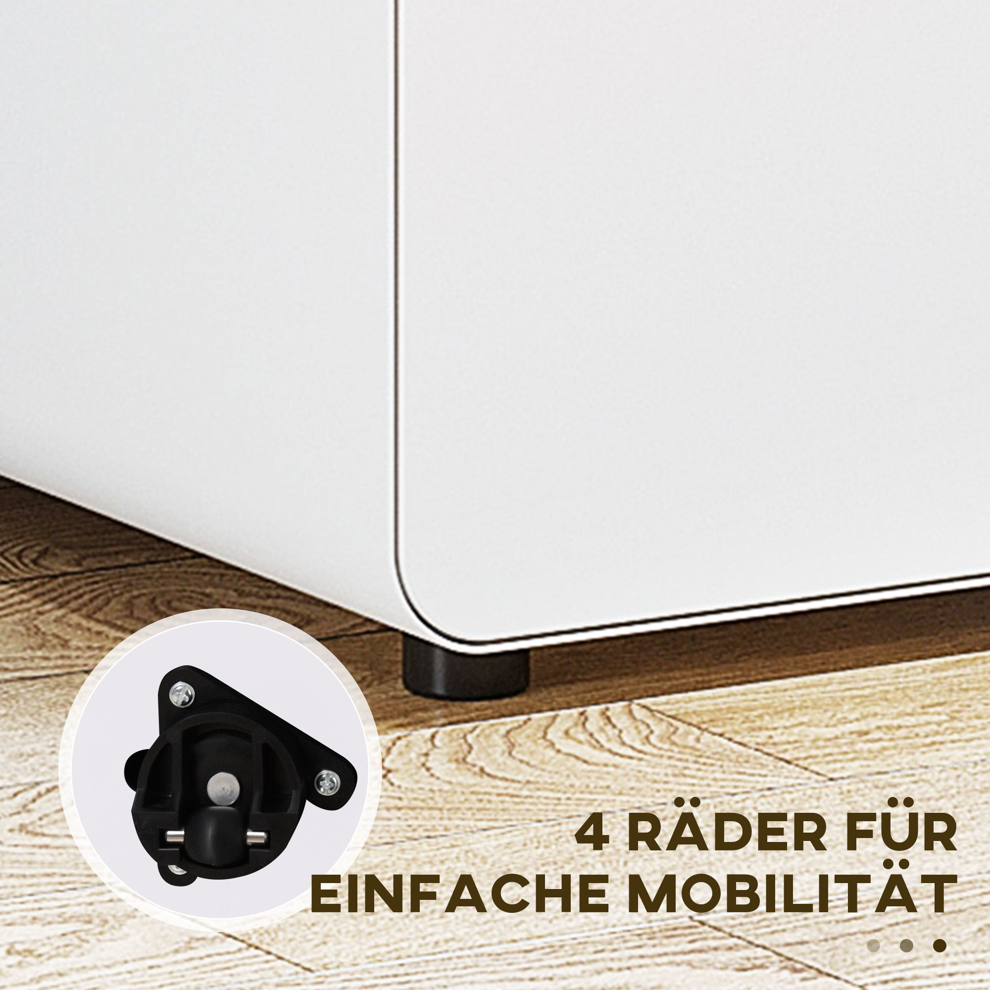 Rollcontainer mit 3 Schubladen mobiler Aktenschrank mit Rollen abschließbar Büroschrank mit Hängeregistratur Stiftfach, Bürocontainer Schreibtisch Unterschrank für Büro 39x48x59cm Weiß