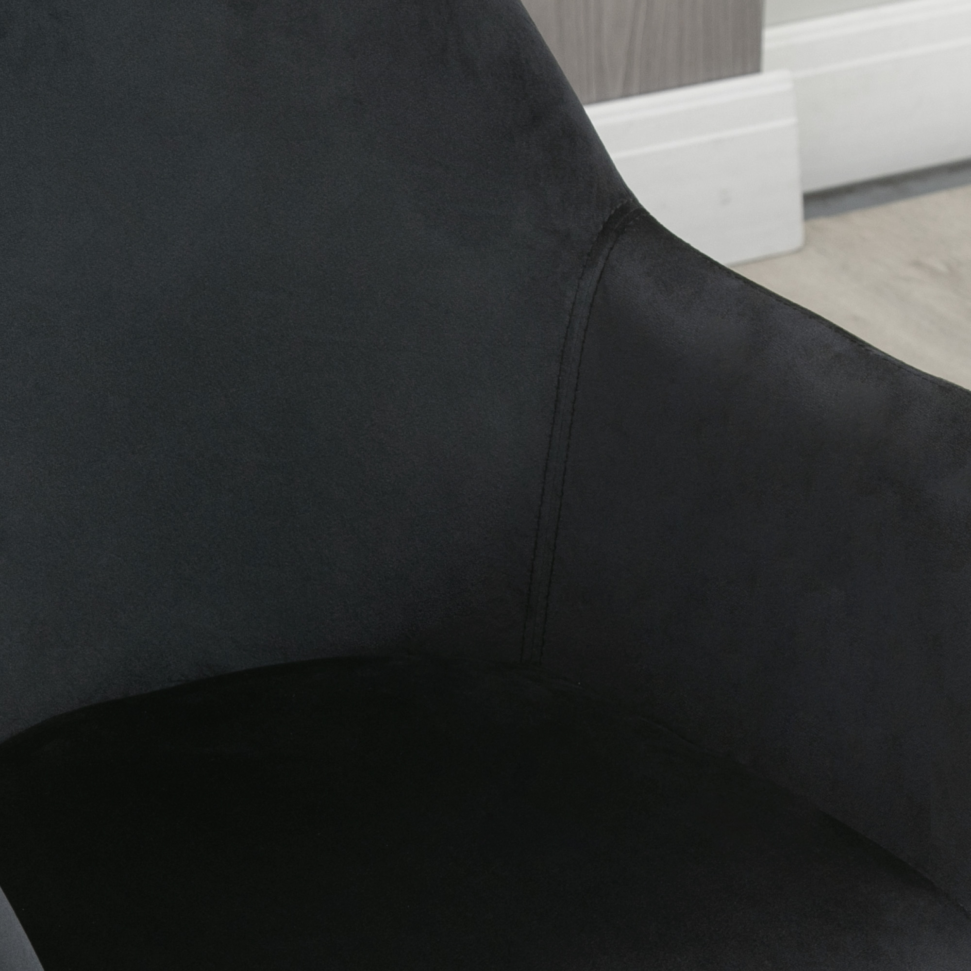 Esszimmerstühle, 2er-Set, modernes Design, Samtoptik, Kautschukbaumholz, 54x57x80 cm, Schwarz