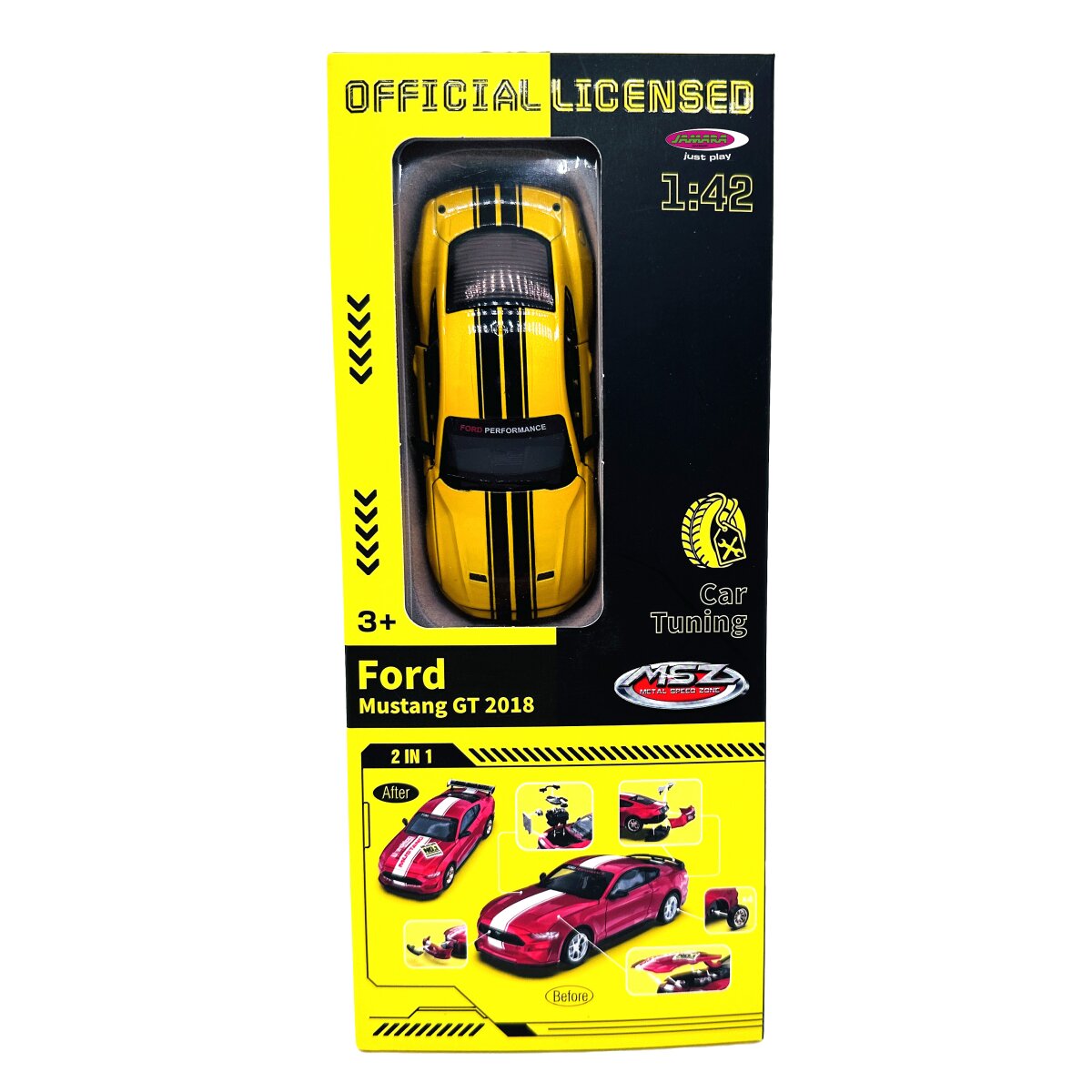 Ford Mustang GT Diecast 1:42 gelb 2in1